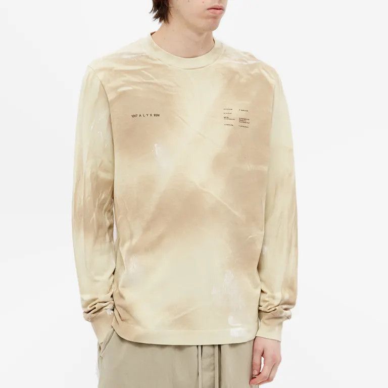 1017 ALYX 9SM Beige Tie Dye Double Logo Long Sleeve T-Shirt Size US S / EU 44-46 / 1 - 2 Thumbnail