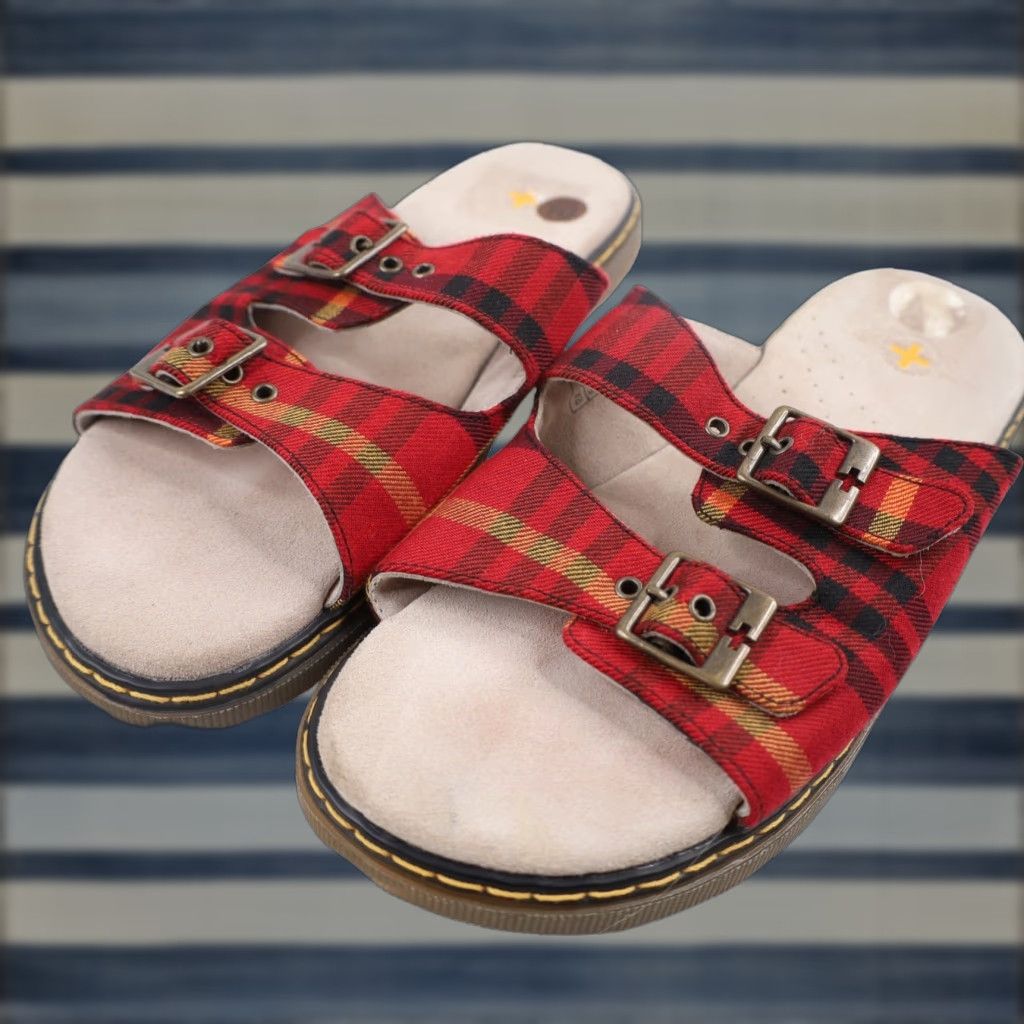 Dr. Martens VINTAGE Dr. Martens Adalia Red Tartan Plaid Buckle Strap Sandals Women's 10 Shoes Size US 10 / IT 40 - 1 Thumbnail