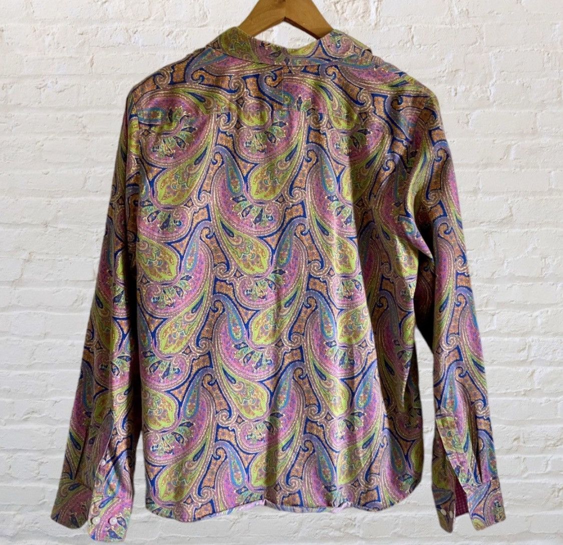 Chaps Ralph Lauren RALPH LAUREN CHAPS PAISLEY FLIP CUFF BUTTON UP BLOUSE SZ L Size L / US 10 / IT 46 - 10 Thumbnail
