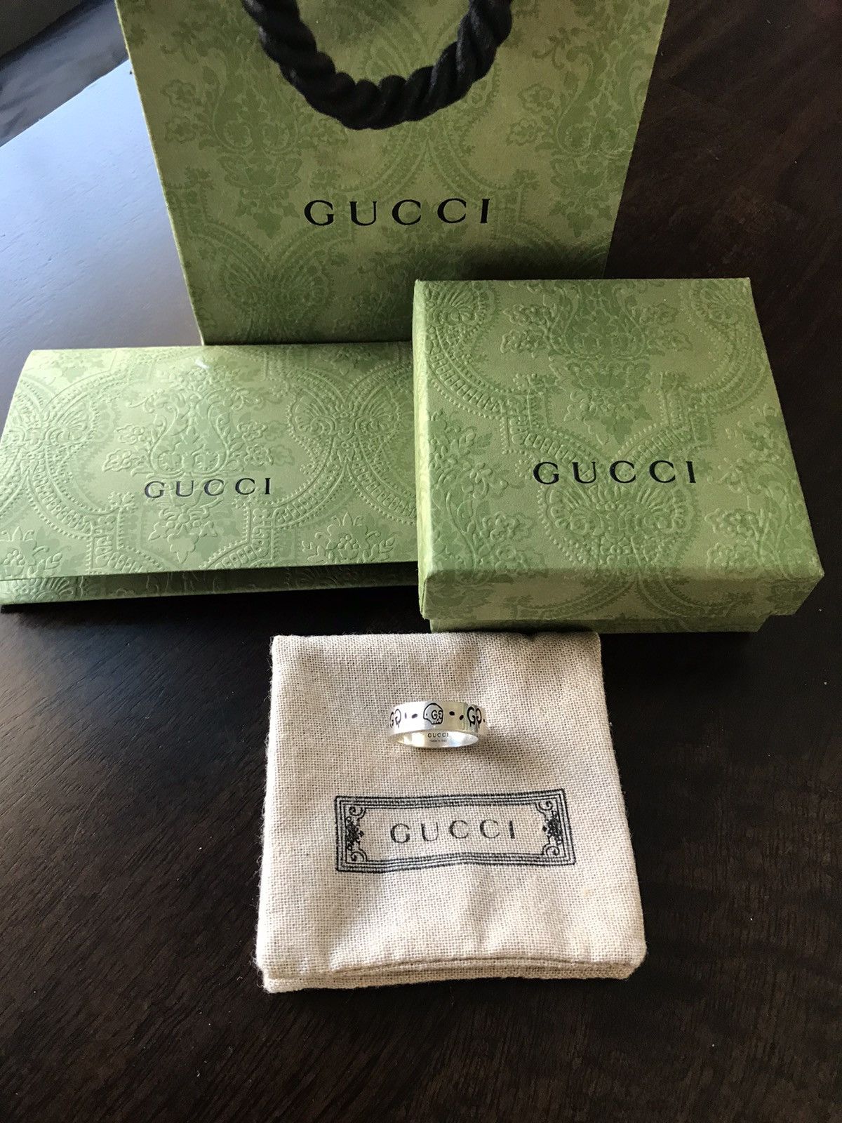 image of Guccighost Ring - Silver Us 7 1/4, Women's