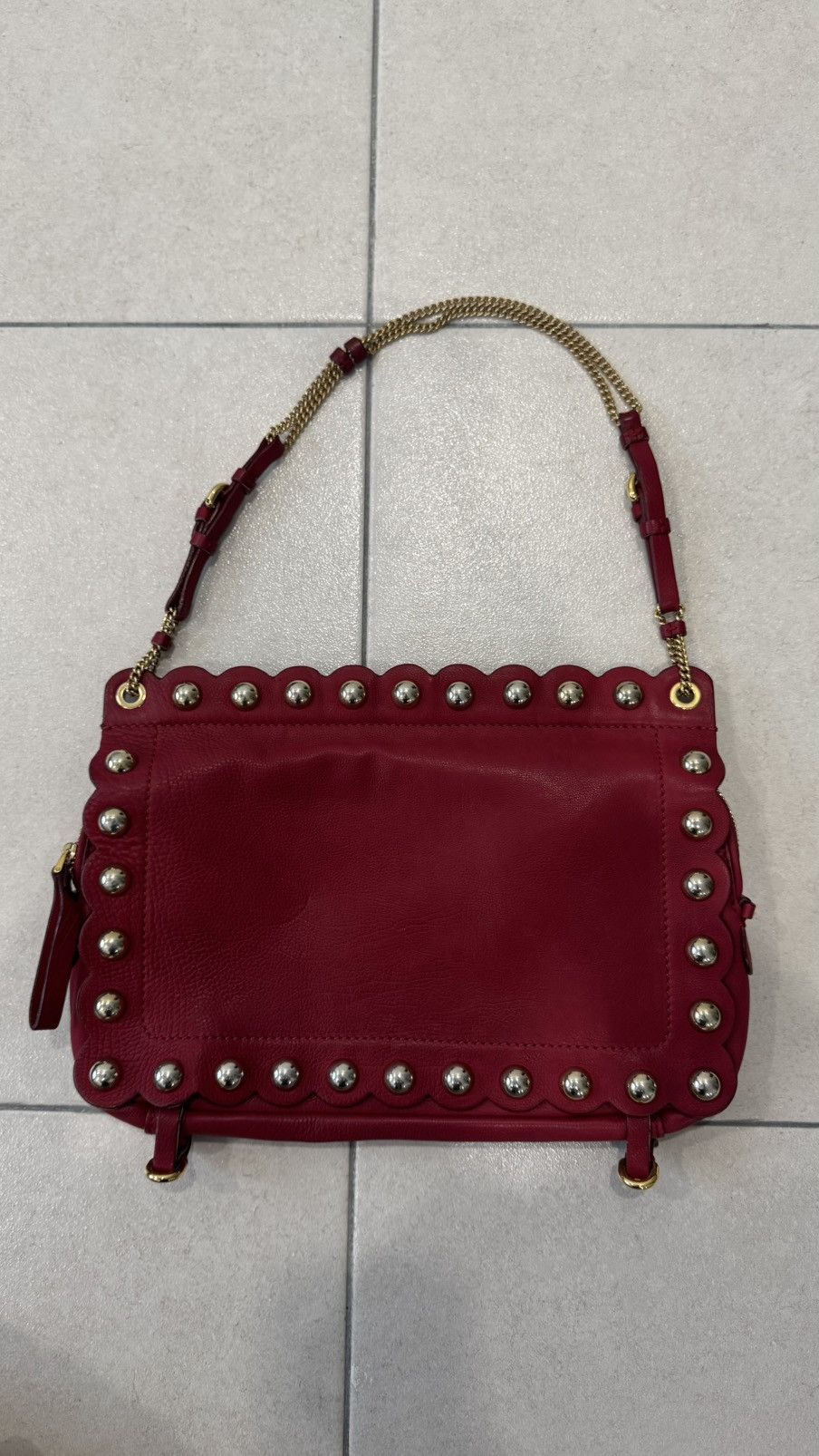 Moschino Moschino Red Studded Leather Flap Shoulder Bag Size ONE SIZE - 5 Thumbnail