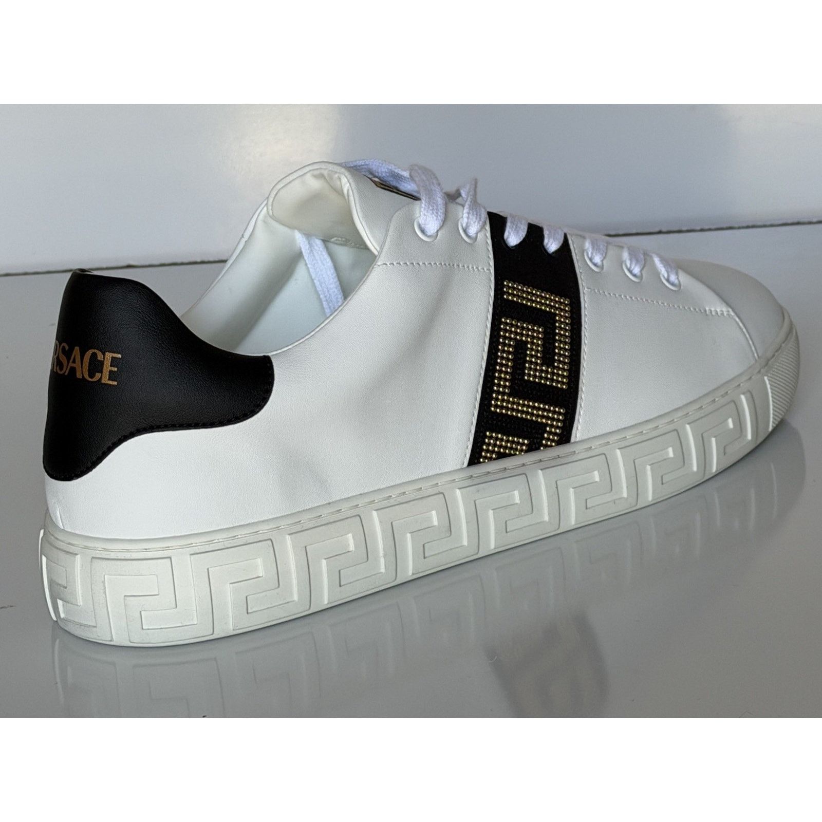 Versace Versace Greek key White/Black Leather Sneakers 13 US 1014460 Size US 13 / EU 46 - 4 Thumbnail