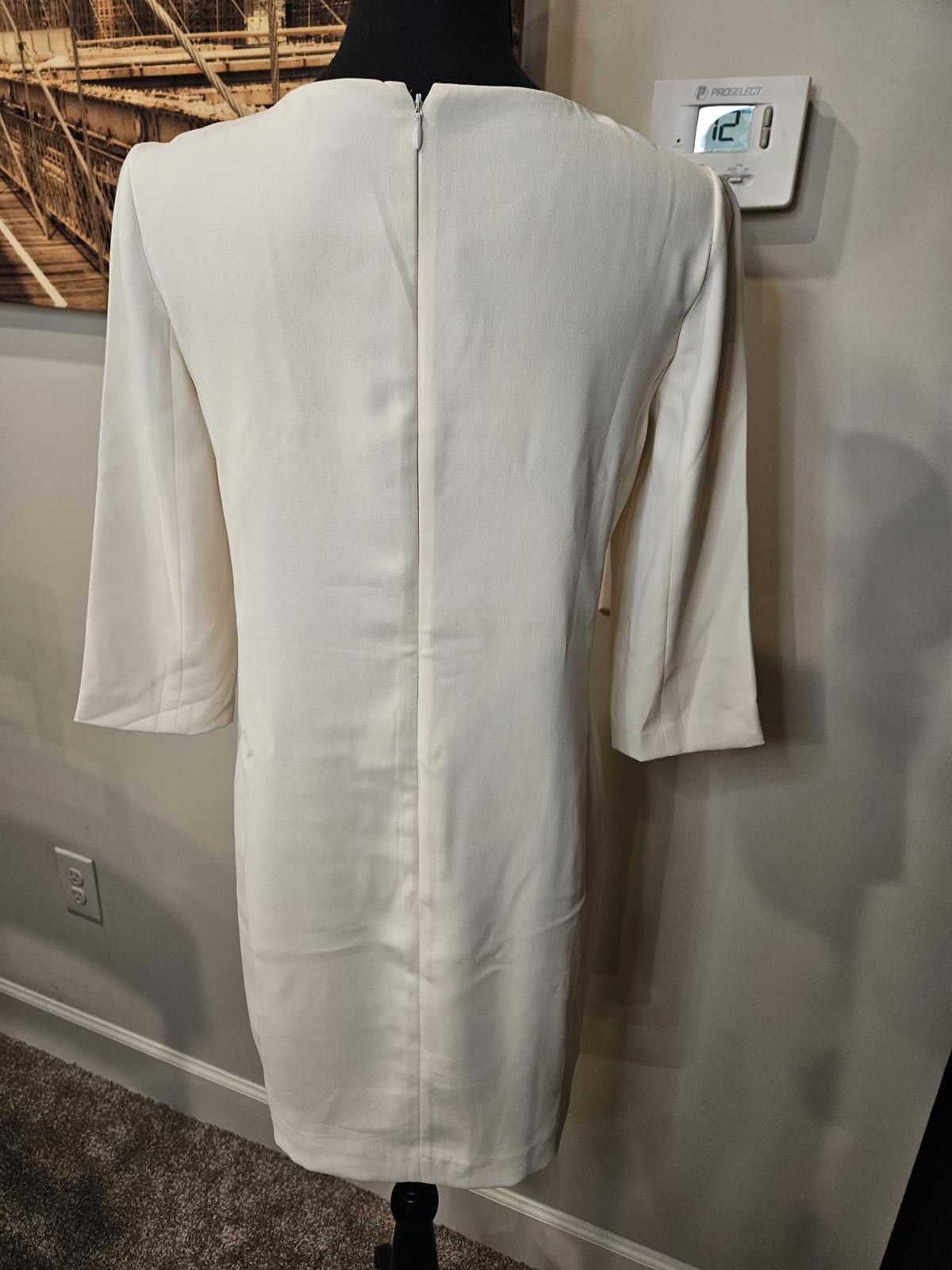 Ann Taylor Ann Taylor Elegant Cream Dress with Detail Size XS / US 0-2 / IT 36-38 - 3 Thumbnail