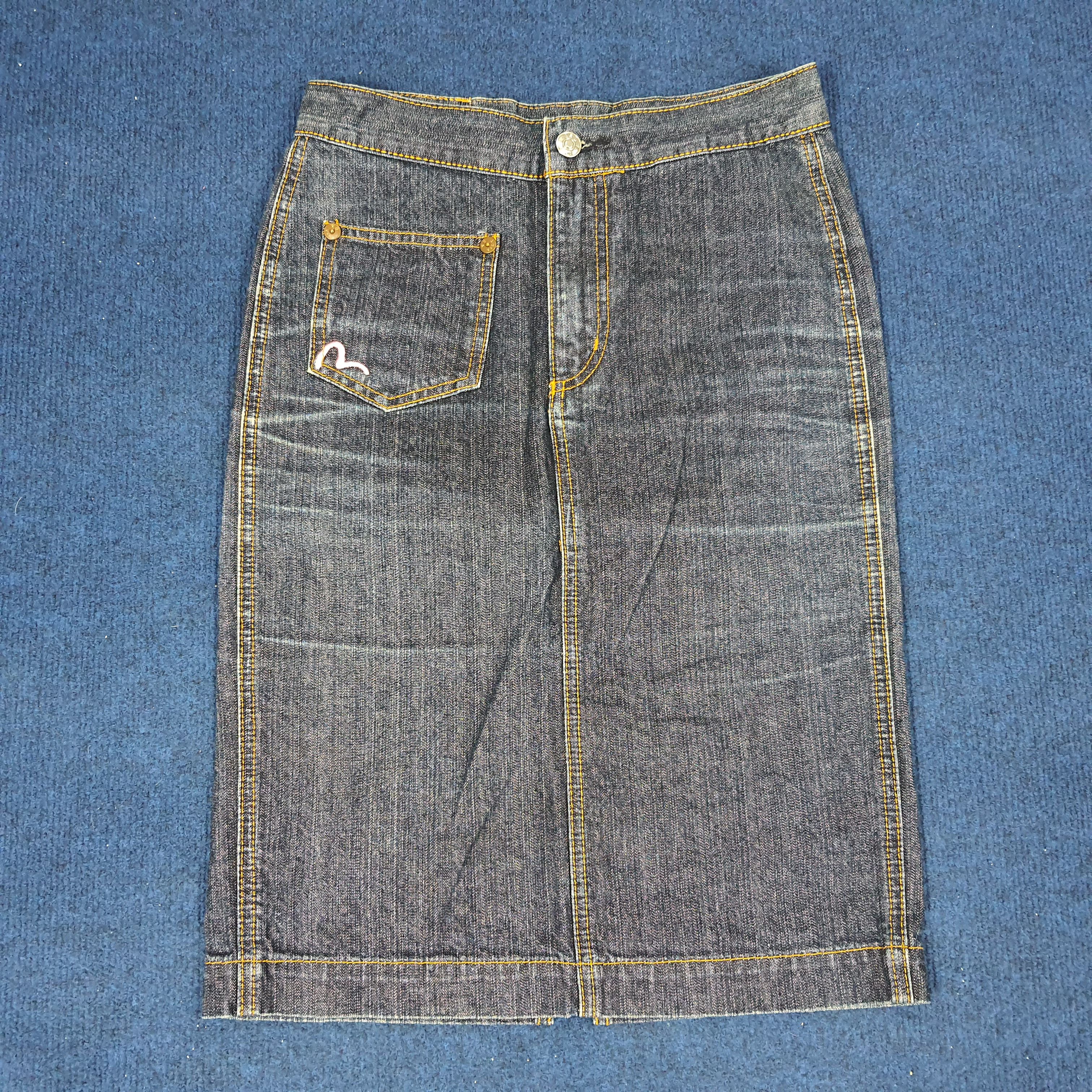Evisu × Japanese Brand × Vintage Vintage Evisu Donna Japan Custom Daicock Midi Denim Skirt Size 25" / US 0 / IT 36 - 4 Thumbnail