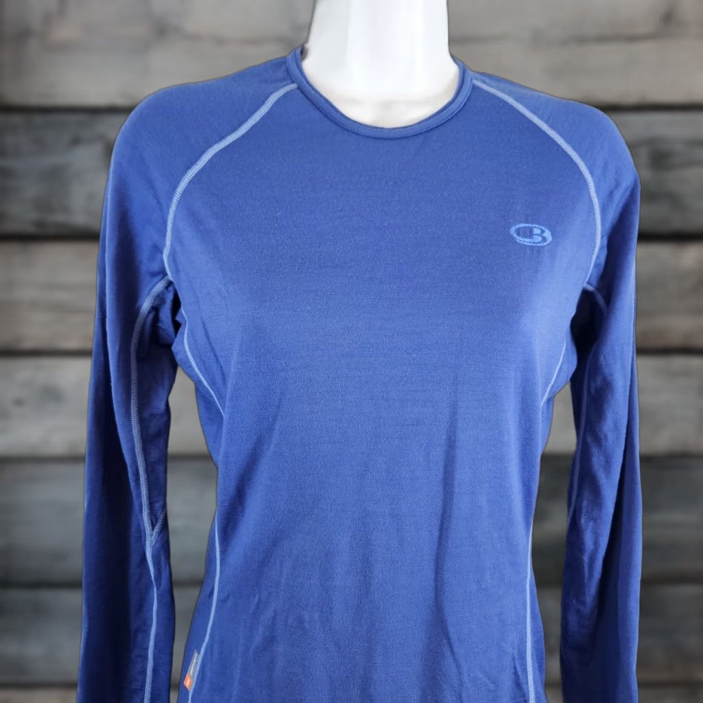 Icebreaker Icebreaker Womens Bodyfit 200 Top Shirt Medium Blue Merino Wool Long Sleeve Crew Neck Pullover Activewear 200 Top M Blue Womens Size M / US 6-8 / IT 42-44 - 1 Thumbnail