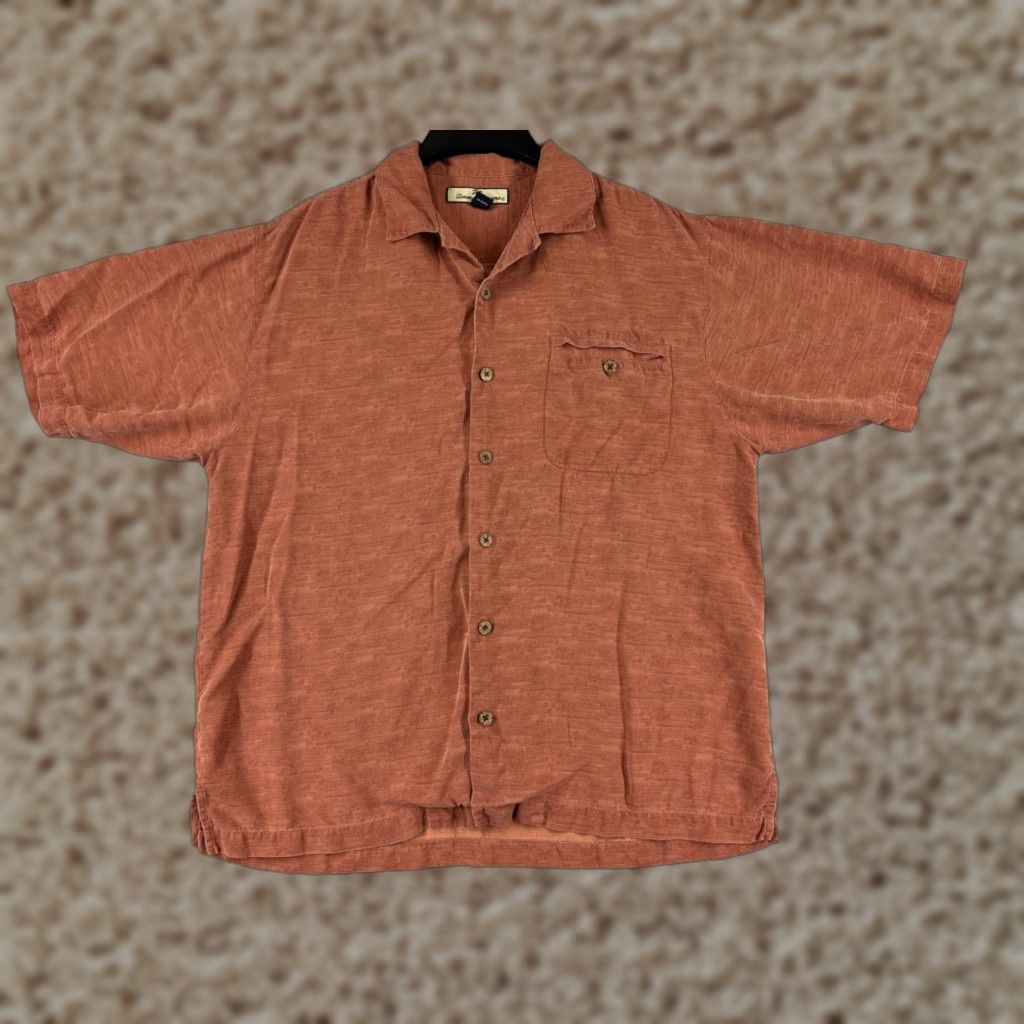 Tommy Bahama Tommy Bahama Shirt Men Large Orange Stripe Pocket 100% Silk Hawaiian Size US L / EU 52-54 / 3 - 1 Thumbnail