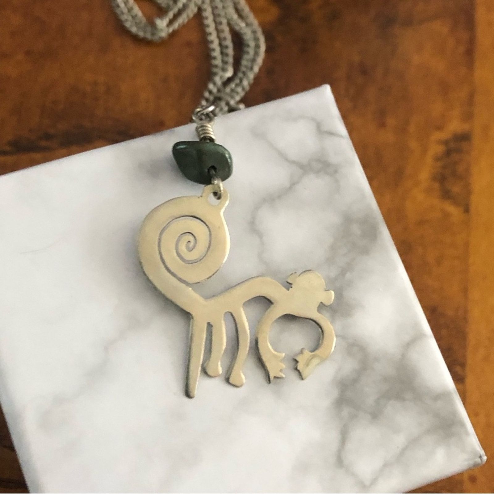 Handmade Hand crafted sterling monkey green jasper necklace Size ONE SIZE - 1 Thumbnail
