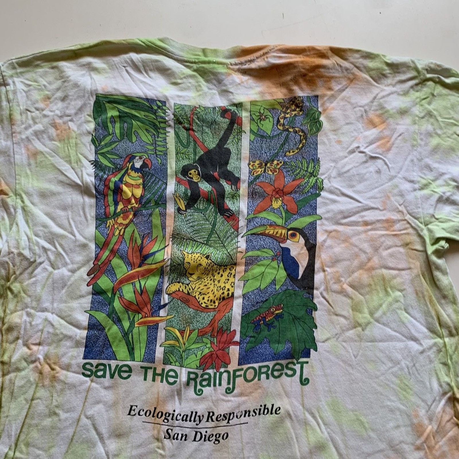 Vintage Vintage 90s Save The Rainforest Wildlife Art T Shirt Large Size US XL / EU 56 / 4 - 2 Thumbnail