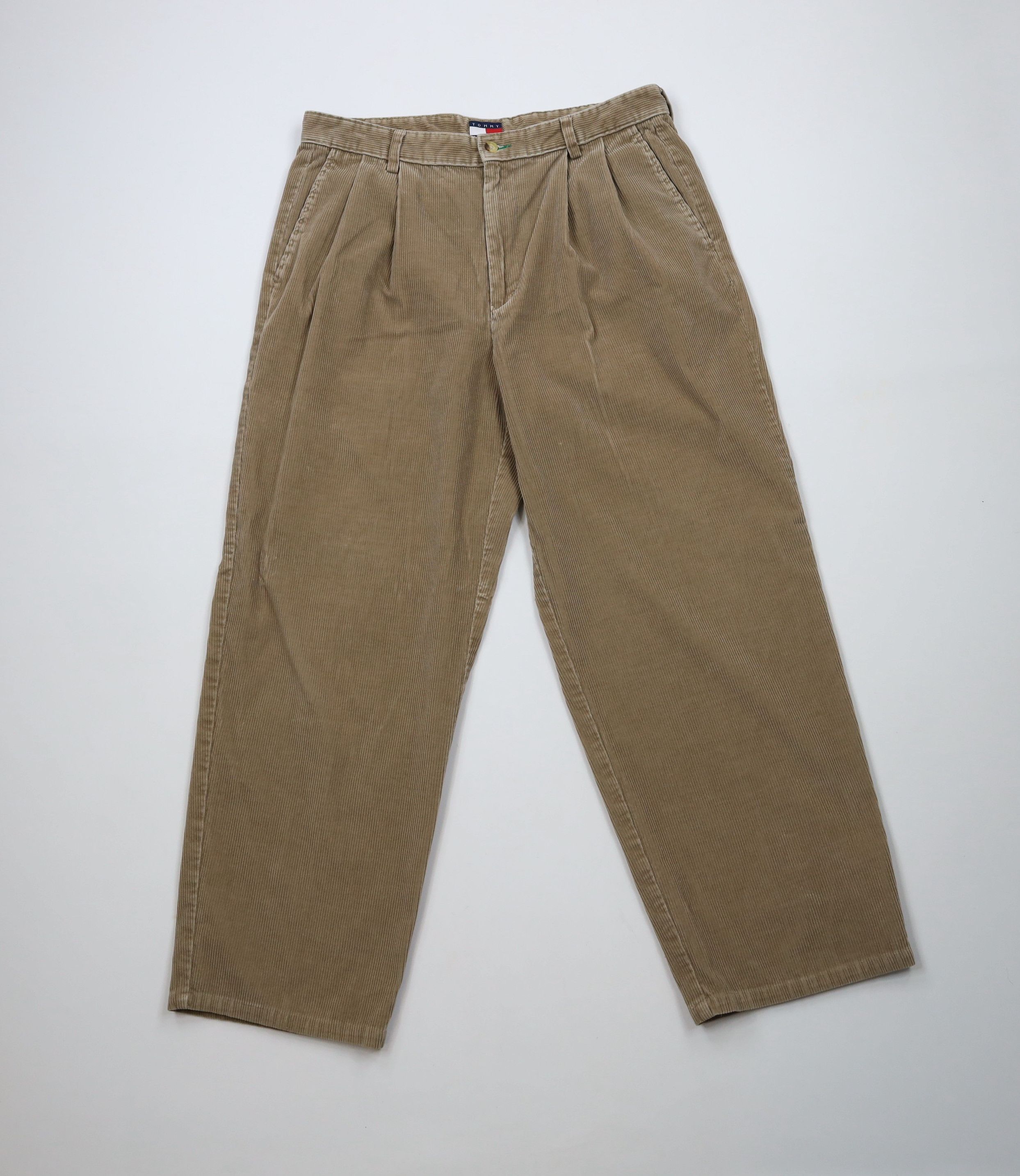 Tommy Hilfiger × Vintage Vintage 90s Tommy Hilfiger Wide Leg Corduroy Pants Beige Size US 34 / EU 50 - 1 Thumbnail