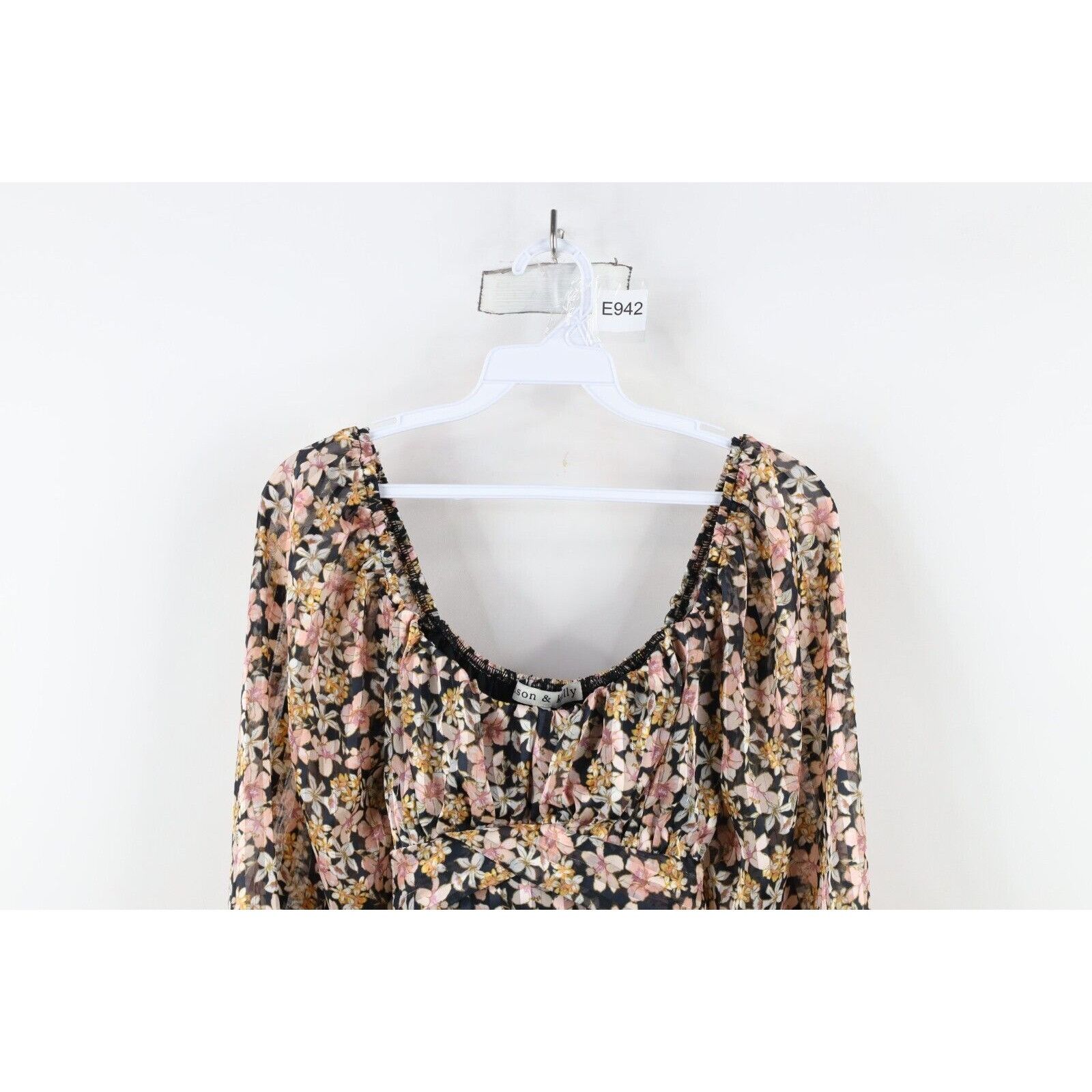 Vintage Vintage Y2K Sheer Ruffled Flower Tie Front Romper Dress Size S / US 4 / IT 40 - 2 Thumbnail