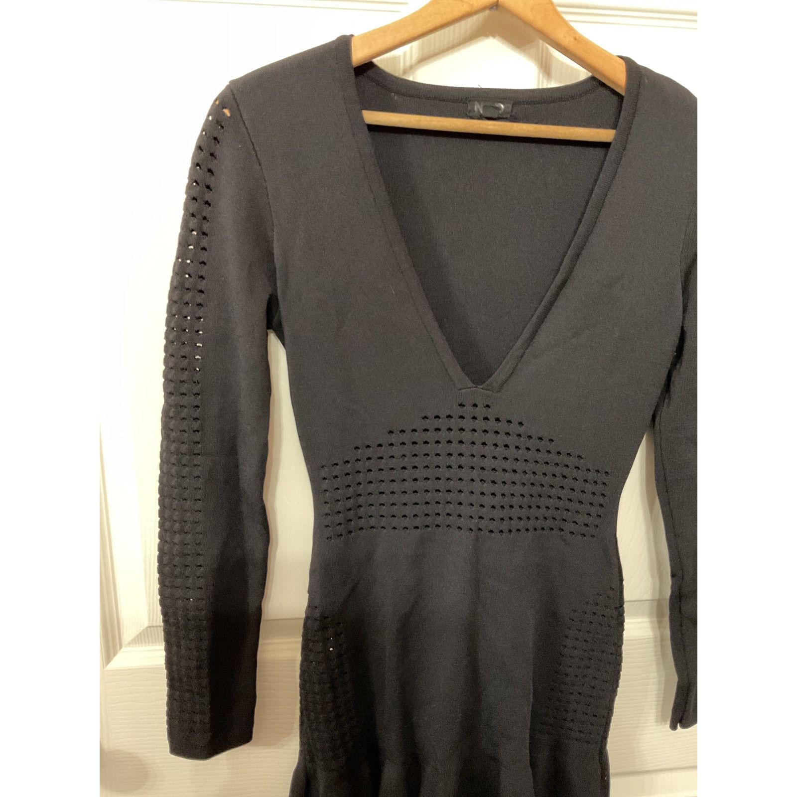 REVOLVE Revolve NBD Perforated Blk Long Sleeve Flutter Mini Dress,S Size S / US 4 / IT 40 - 3 Thumbnail
