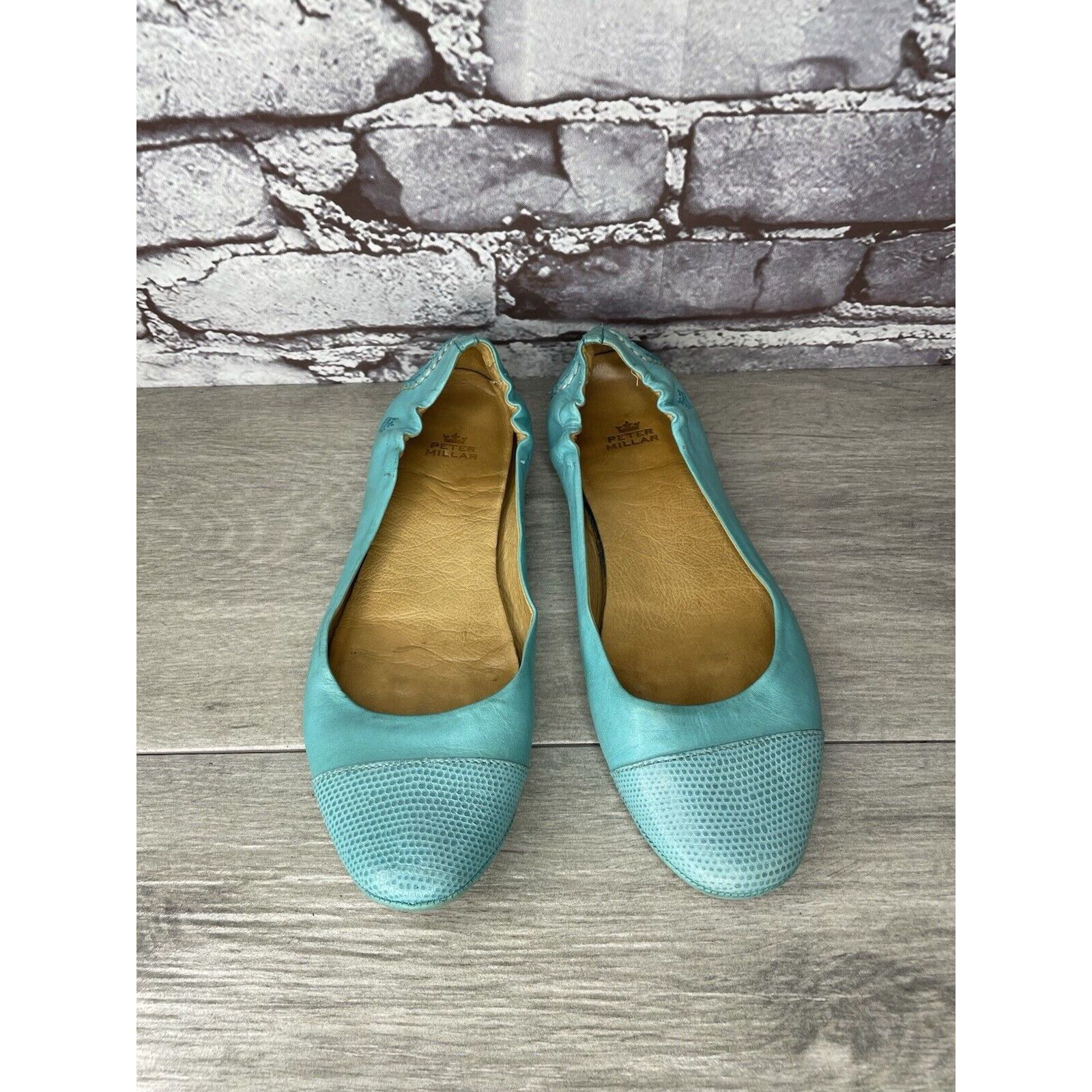 Peter Millar Peter Millar Blue Leather Snake Cap Toe Ballet Flats Shoes W Size US 6.5 / IT 36.5 - 17 Thumbnail