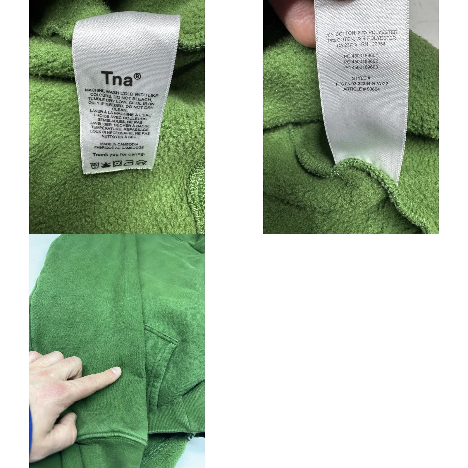 TNA VINTAGE? No. TNA Hoodie Womens M Green Sweatfleece Cozy Fleece Pullover Logo Embroidered Pockets Hooded Crew Neck Size M / US 6-8 / IT 42-44 - 8 Thumbnail