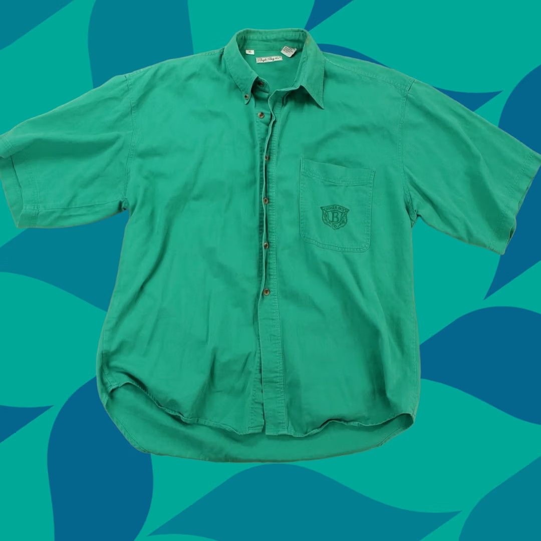 Bugle Boy VINTAGE Bugle Boy Shirt XL Green Embroidered Button-Up Short Sleeve Mens 80s 90s 00s Grunge Size US XL / EU 56 / 4 - 1 Thumbnail