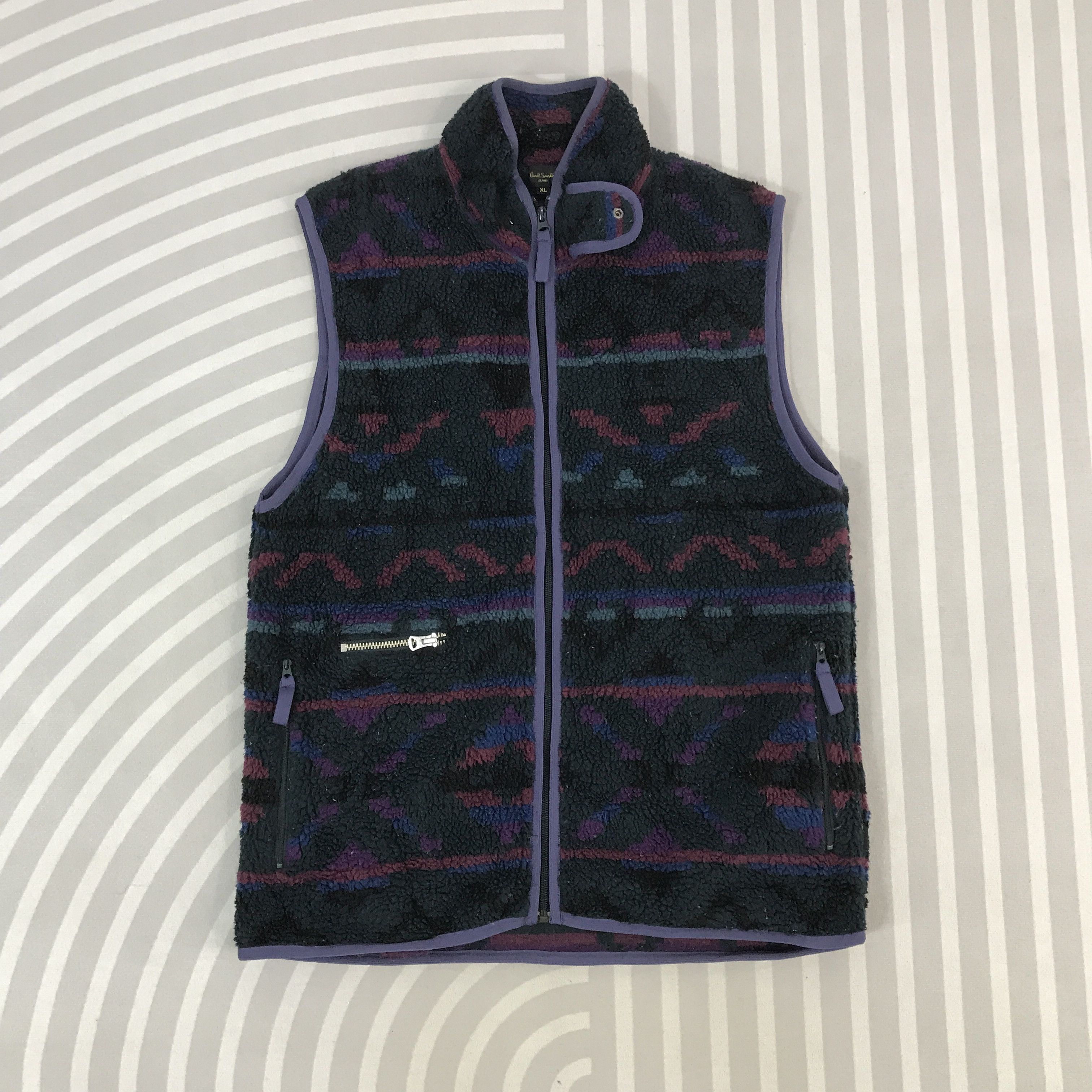 Paul Smith × Vintage Vintage Paul Smith Sherpa Fleece Navajo Vest Jacket Size US XL / EU 56 / 4 - 1 Thumbnail