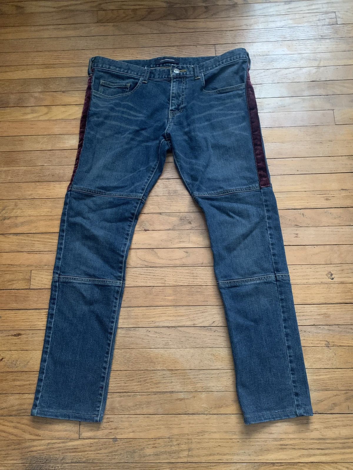 image of John Undercover Velour Stripe Japenese Denim in Blue, Men's (Size 30)