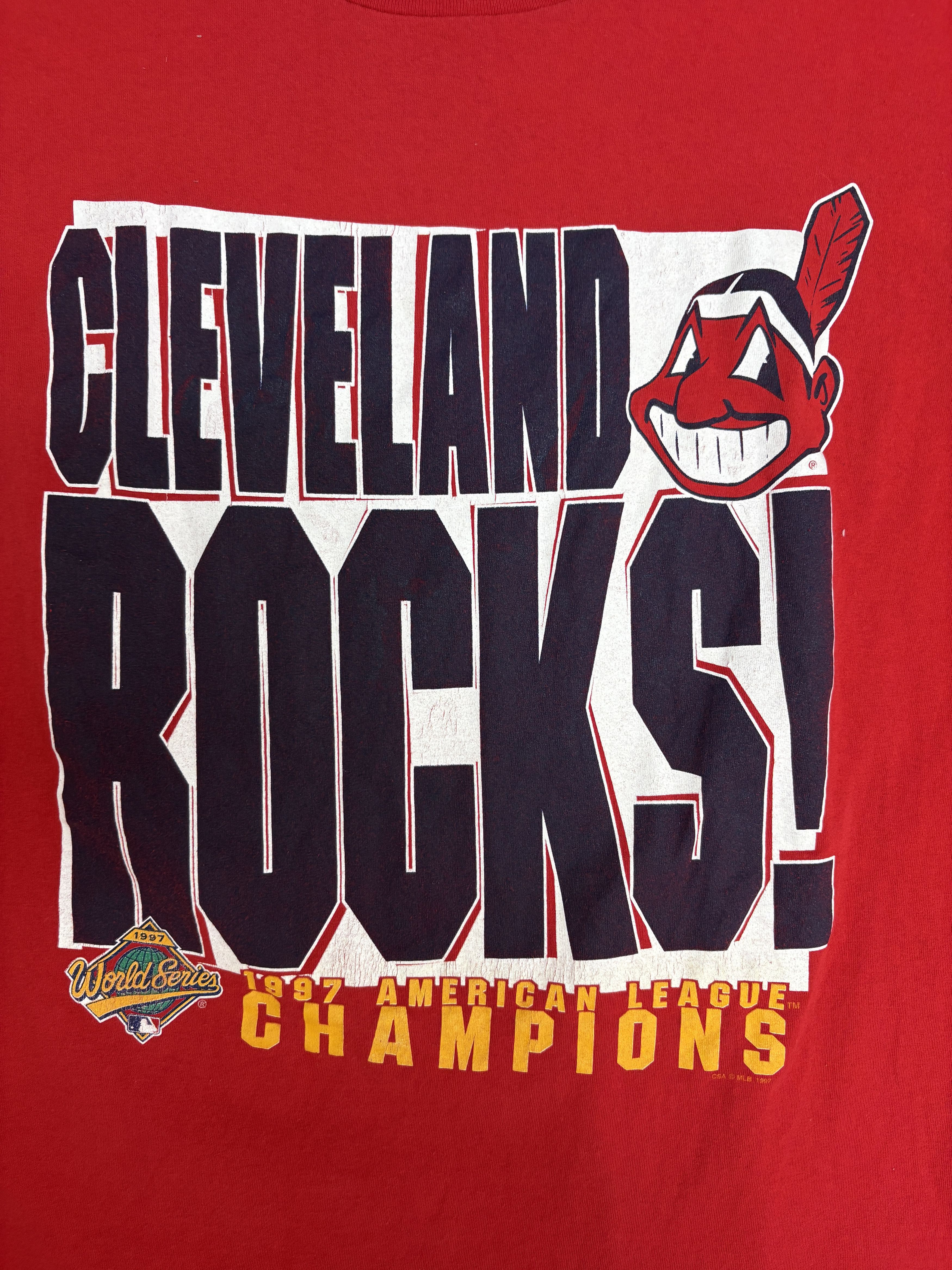 Vintage Cleveland Indians 1997 World Series Vintage Red T-Shirt Tee Size US XL / EU 56 / 4 - 2 Thumbnail