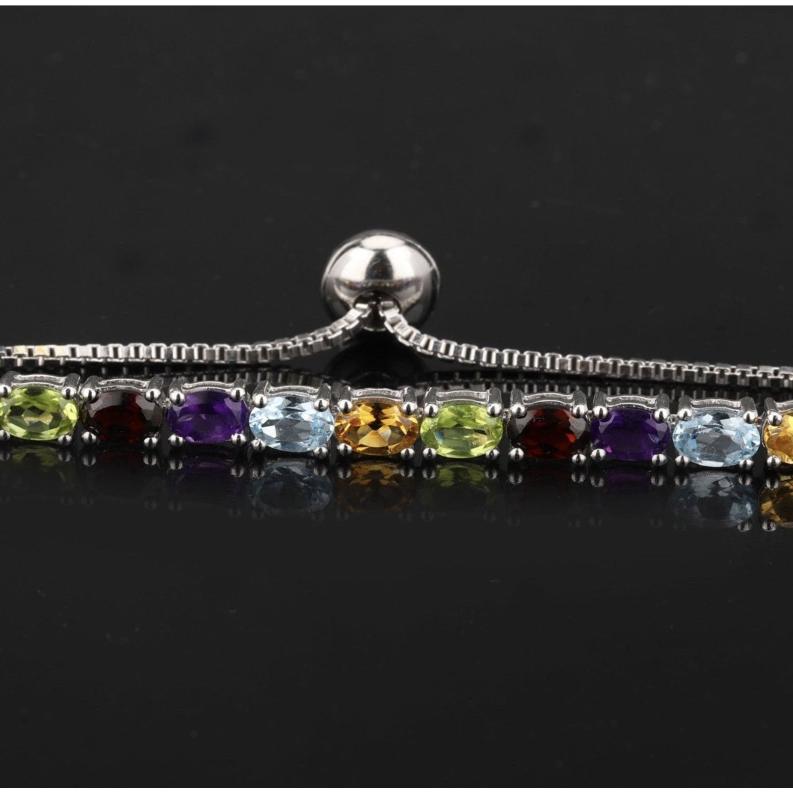 Other Semiprecious Multi-Stone Adjustable Tennis Bracelet Size ONE SIZE - 3 Thumbnail