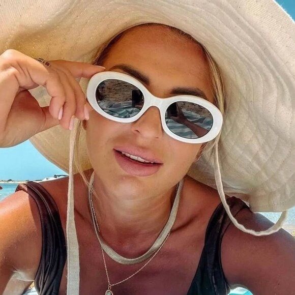 Celine Celine CL40194U 25A Sunglasses Ivory Oval Frame, Smoke Size ONE SIZE - 1 Thumbnail