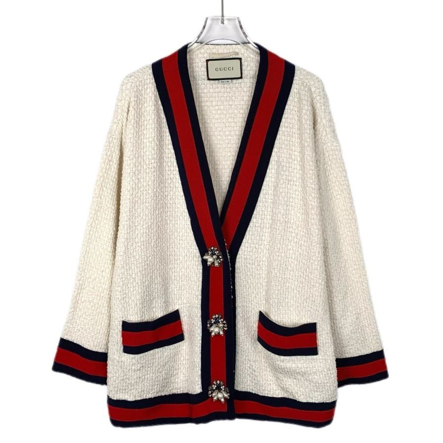 Gucci Gucci Striped Trim Tweed V-Neck Color-Block Cardigan, Size 3 Size XS / US 0-2 / IT 36-38 - 1 Thumbnail