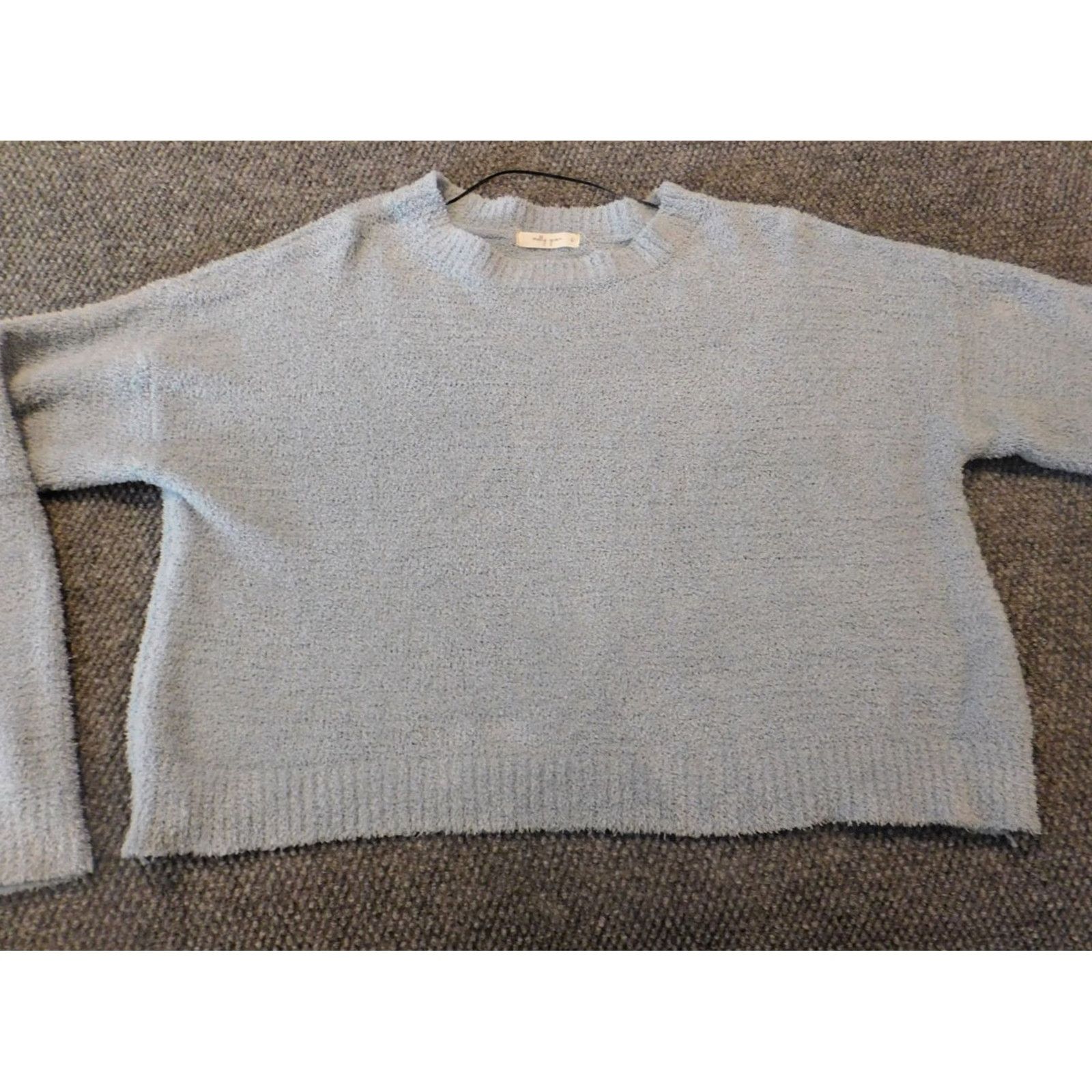 Vintage Molly Green Womens Sweater L Blue Crewneck Pullover Knit Stretch Casual Solid Acrylic Polyester Cap Sleeve Long Sleeve Modern American Regular Size L / US 10 / IT 46 - 2 Thumbnail