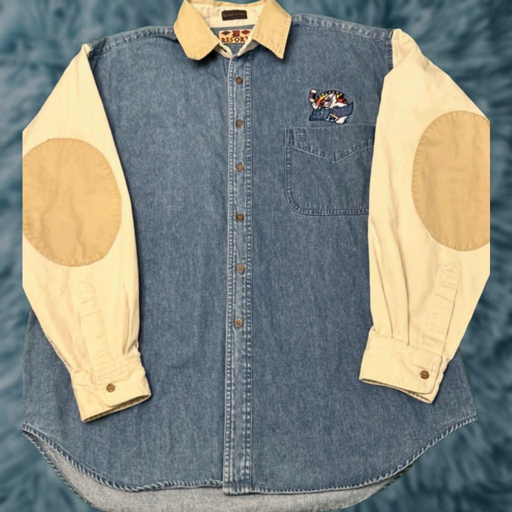 Denime VINTAGE Orlando Solar Bears Embroidered Denim Button Up Shirt Mens Large Size US L / EU 52-54 / 3 - 1 Thumbnail