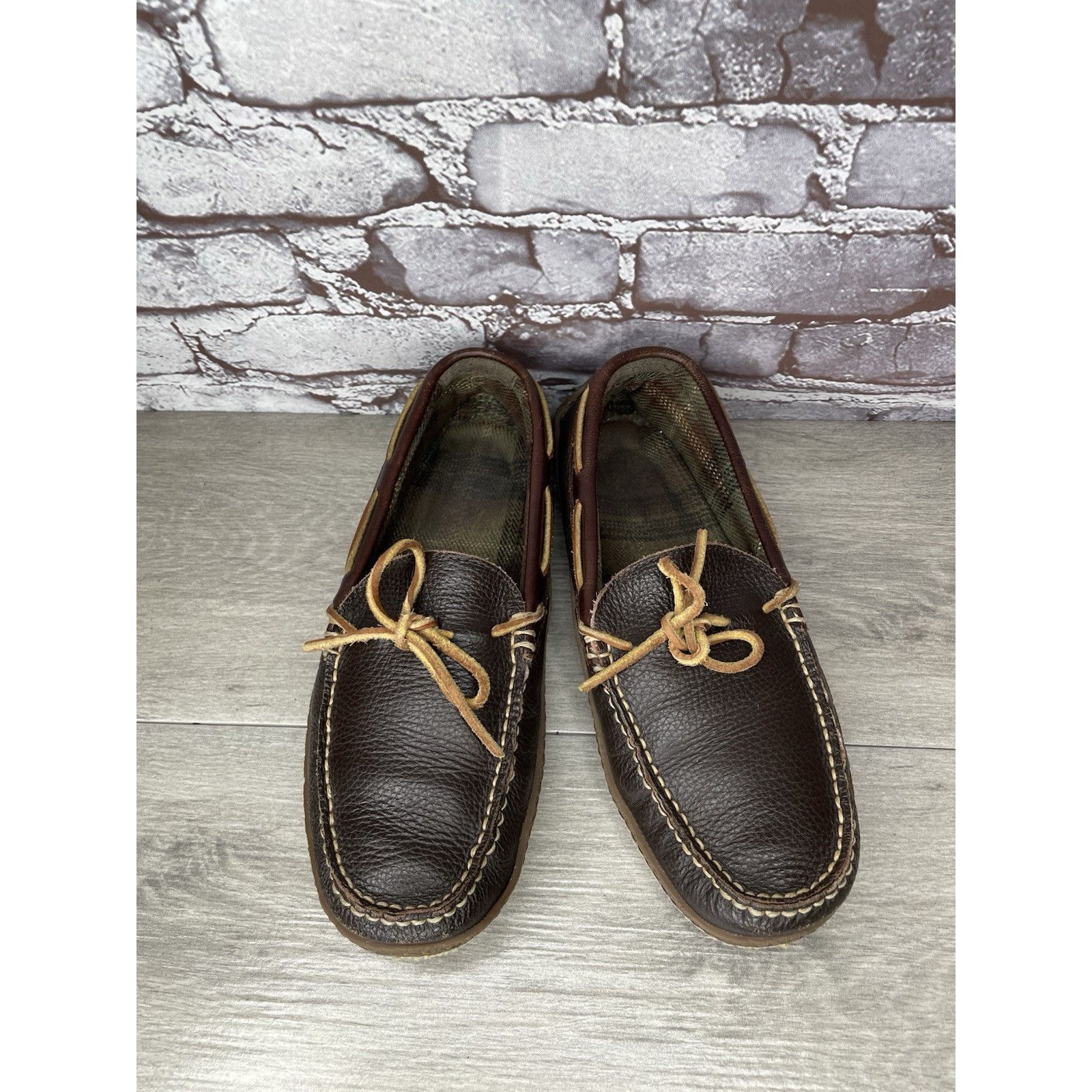 L.L. Bean L.L. Bean Pebble Brown Leather Moccasin Slip On Loafers Shoe Size US 10 / EU 43 - 3 Thumbnail