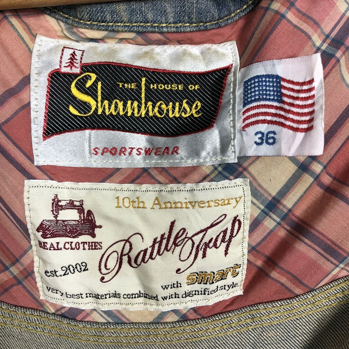 Vintage 🔥VINTAGE TRUCKER DENIM BIKER JACKET SHANHOUSE USA Size US M / EU 48-50 / 2 - 19 Thumbnail