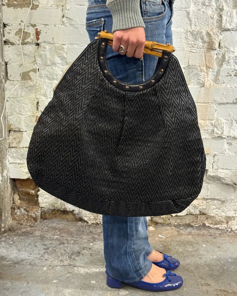 Gucci 2000s Gucci Black Bamboo Handle Hobo Bag Size ONE SIZE - 2 Thumbnail