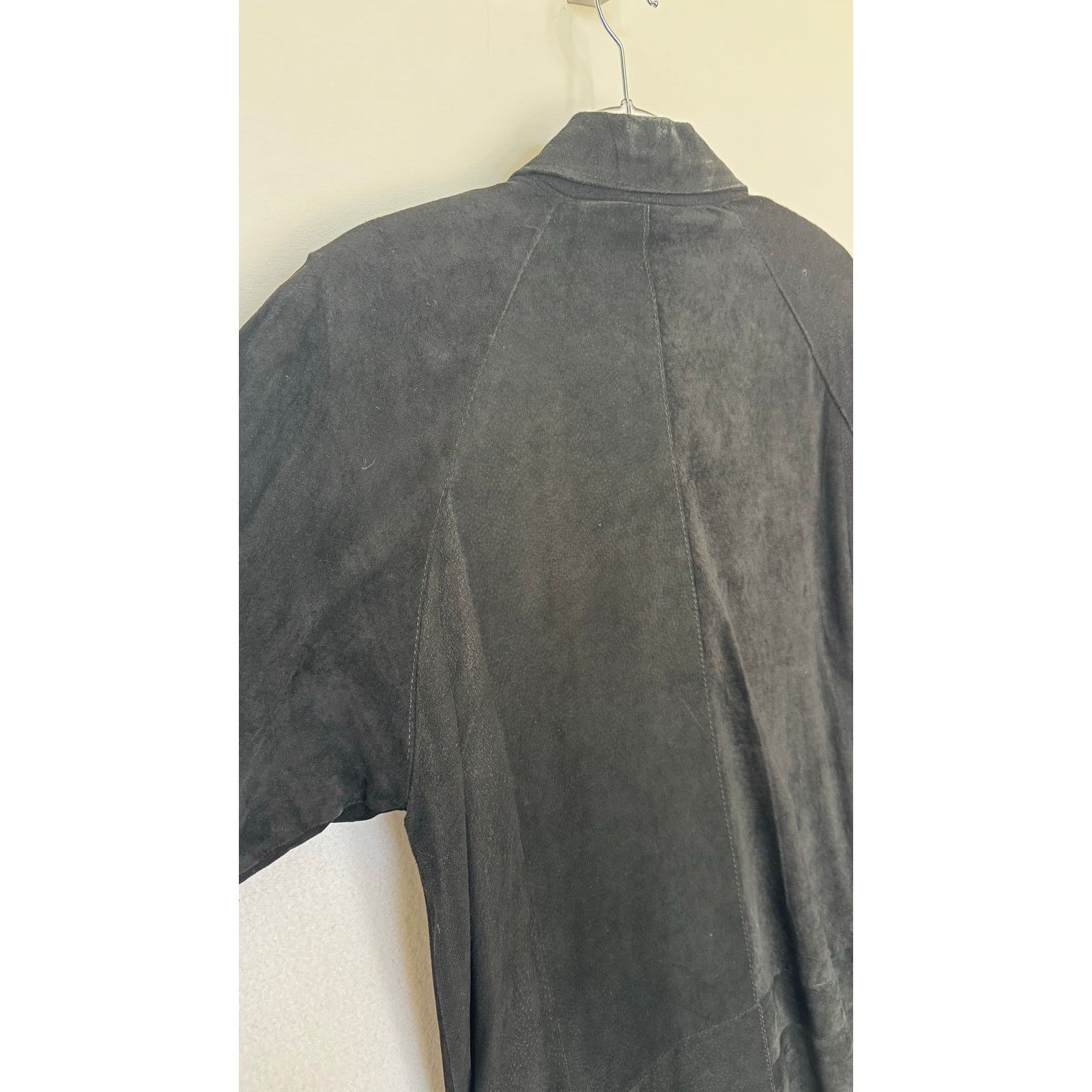 Vintage 90s Split End Ltd Black Suede Leather Long Coat Minimalist M Size M / US 6-8 / IT 42-44 - 7 Thumbnail