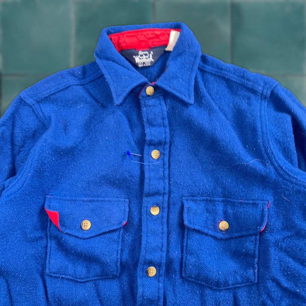 Vintage VTG Woolrich Button-Front Shirt Jacket Men M Plaid Blue Wool Flannel 70s 80s USA Size US M / EU 48-50 / 2 - 1 Thumbnail
