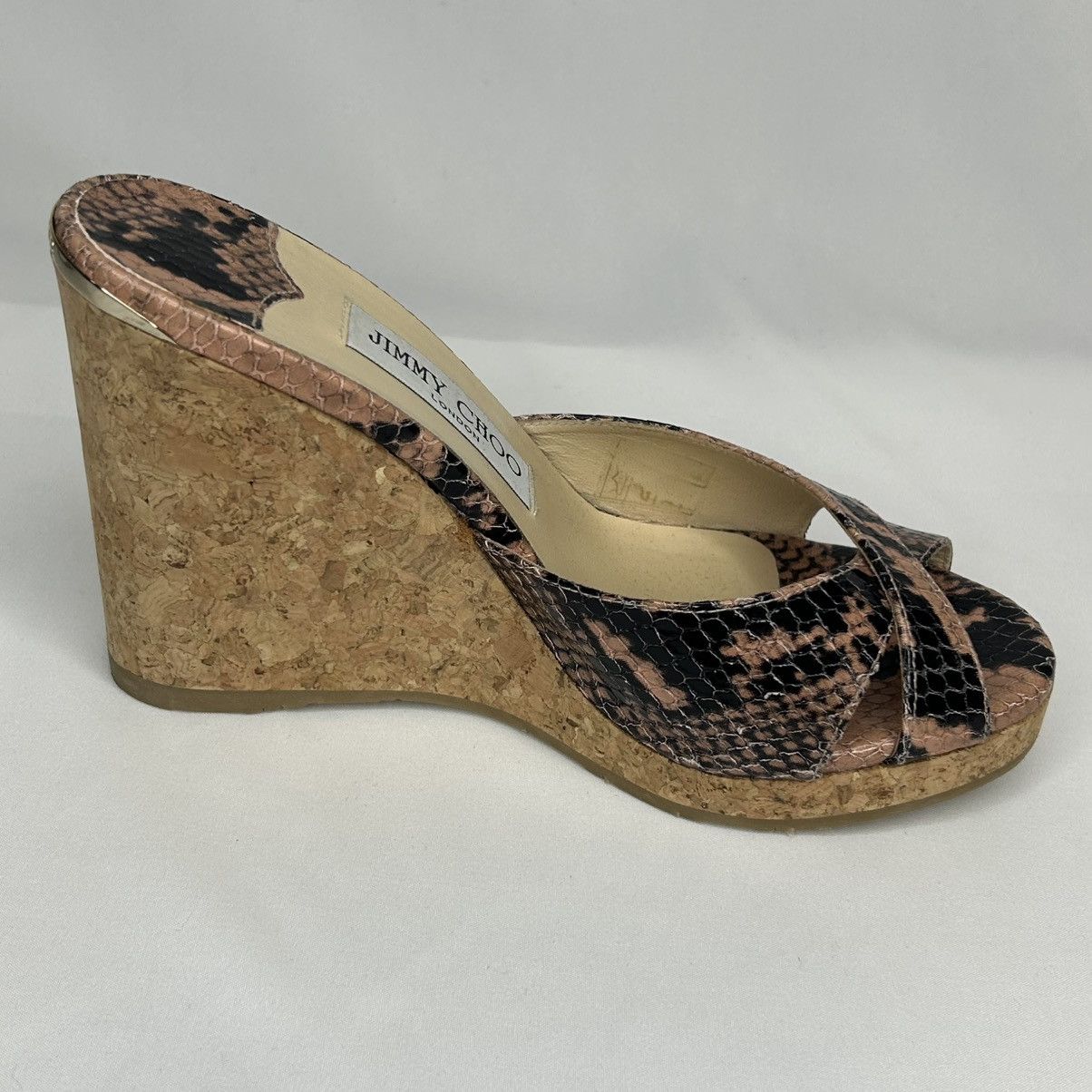 Jimmy Choo Jimmy Choo Almer 80 Snake-Effect Leather Sandals, 37 1/2 Size US 7.5 / IT 37.5 - 16 Thumbnail