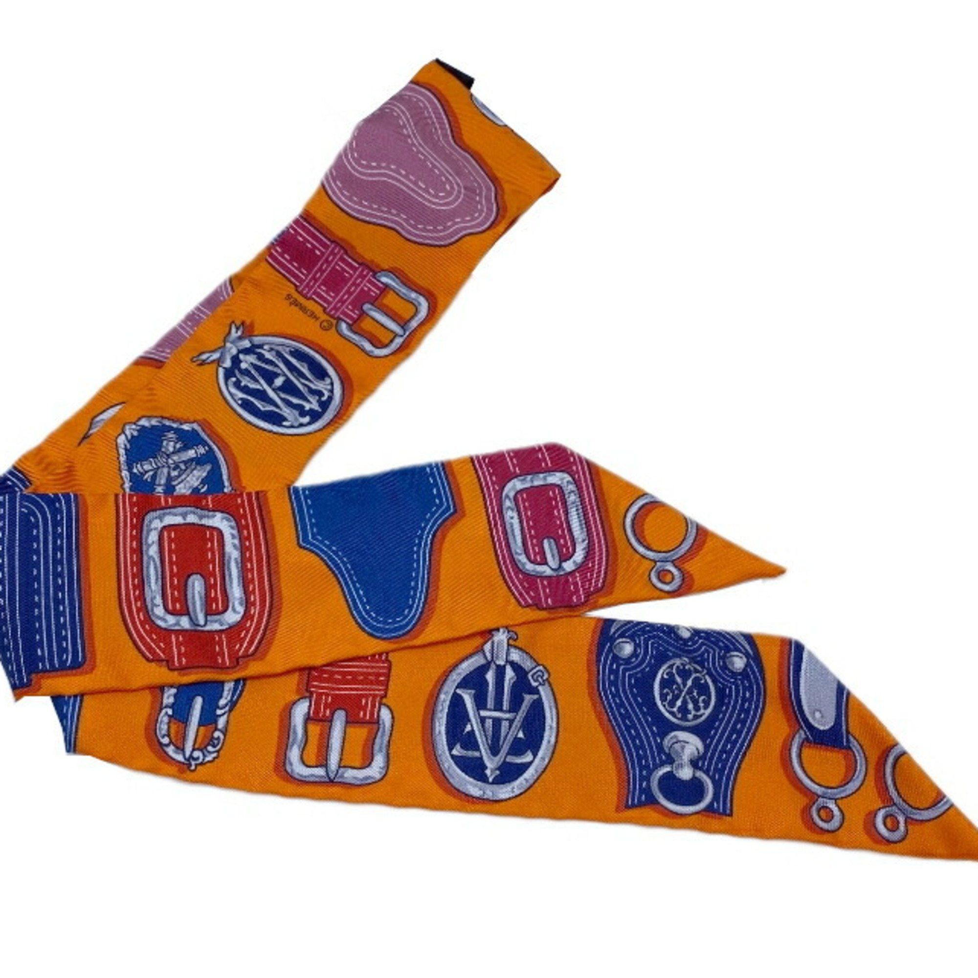 Hermes HERMES Twilly Belt Rope Orange Red Blue Scarf Muffler Silk Collar Accessory Bag Women Men Size ONE SIZE - 1 Thumbnail