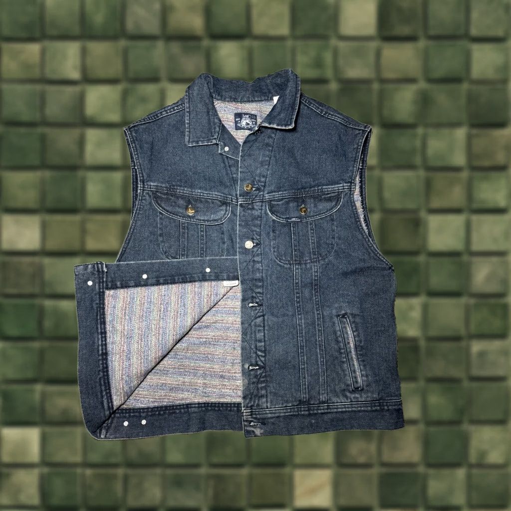 Lee 90s Lee Denim Trucker Vest - Mens Large, Lined, Vintage Size US L / EU 52-54 / 3 - 1 Thumbnail