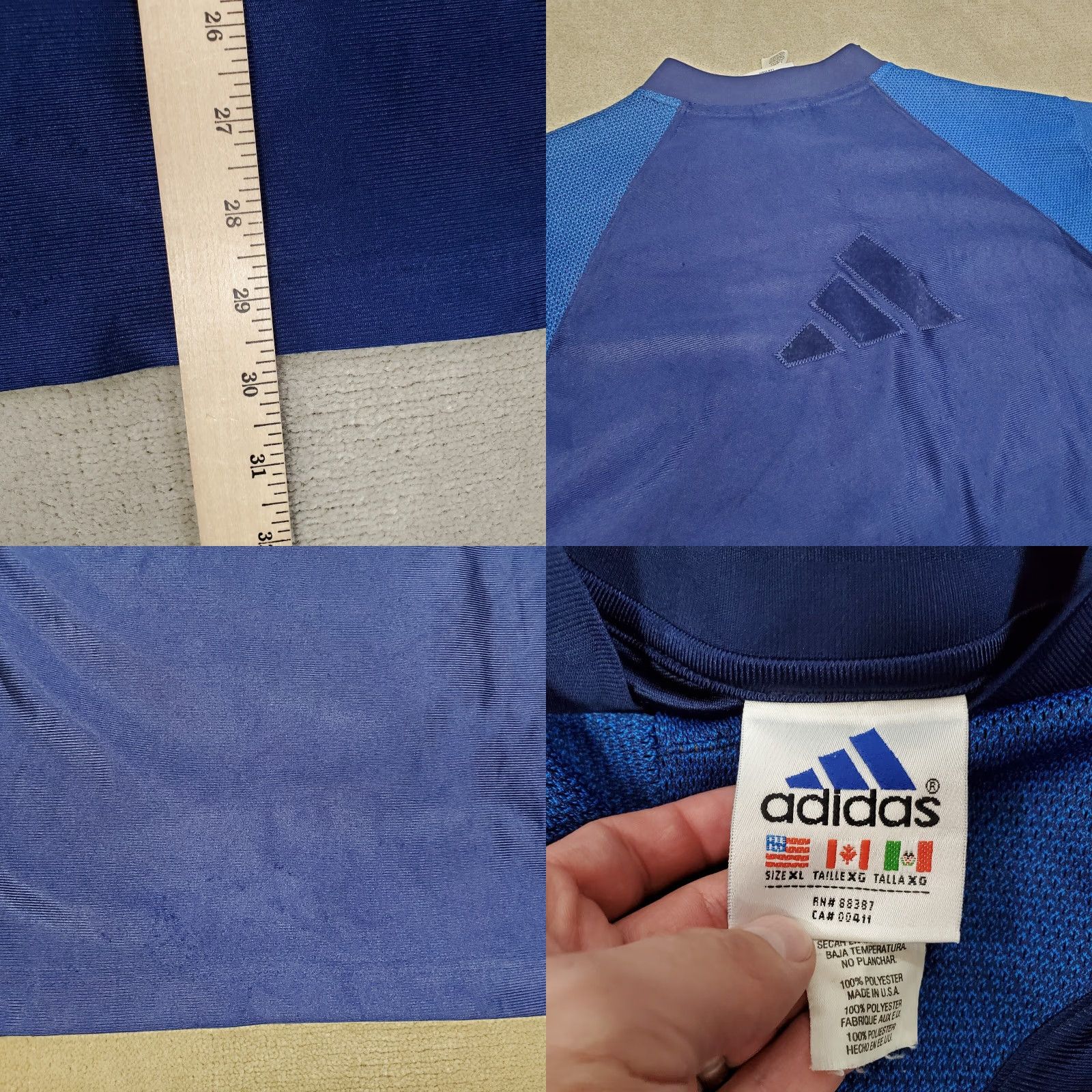 Adidas VINTAGE adidas Jersey Shirt Mens XL Blue Satin Snap Up Big Logo Trefoil Shirt Mens XL Blue Satin Snap Up Trefoil Logo Jersey Size US XL / EU 56 / 4 - 8 Thumbnail