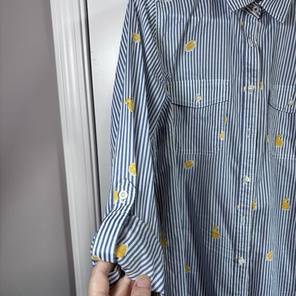 St. Johns Bay St. John's Bay Women Button Up Spring Shirt Blue Striped M Size M / US 6-8 / IT 42-44 - 5 Thumbnail