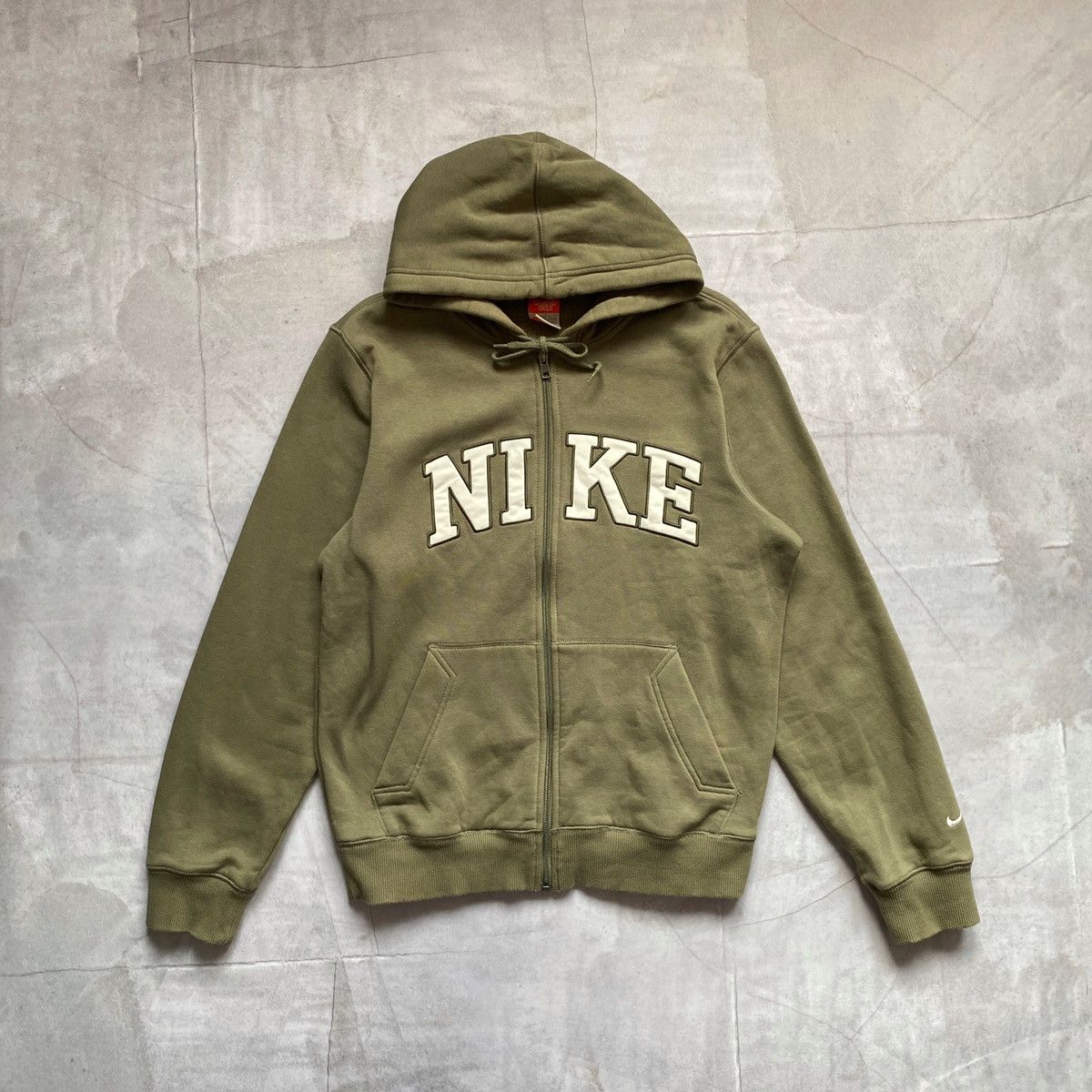 Nike × Vintage 90s Nike Big Logo Swoosh Baggy Hoodie Y2K Zip Travis Scott Size US S / EU 44-46 / 1 - 1 Thumbnail