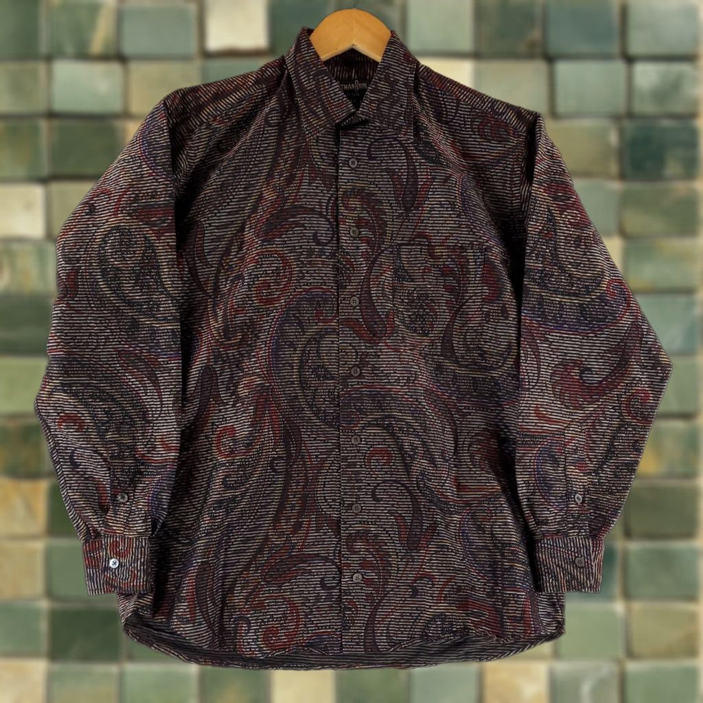 Vintage Gitman Bros Paisley Button Up Shirt Black Made USA Long Sleeve Mens M Size US M / EU 48-50 / 2 - 1 Thumbnail