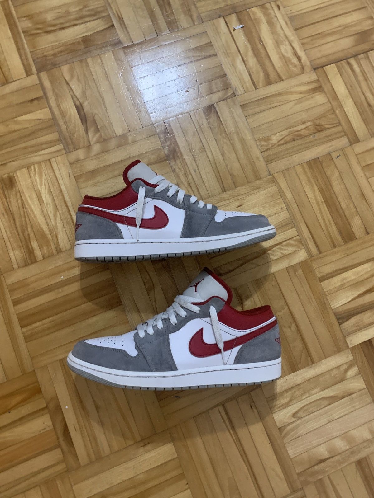 image of Jordan Nike Jordan 1 Low Light Smoke Grey/gym Red Shoes, Men's (Size 10)