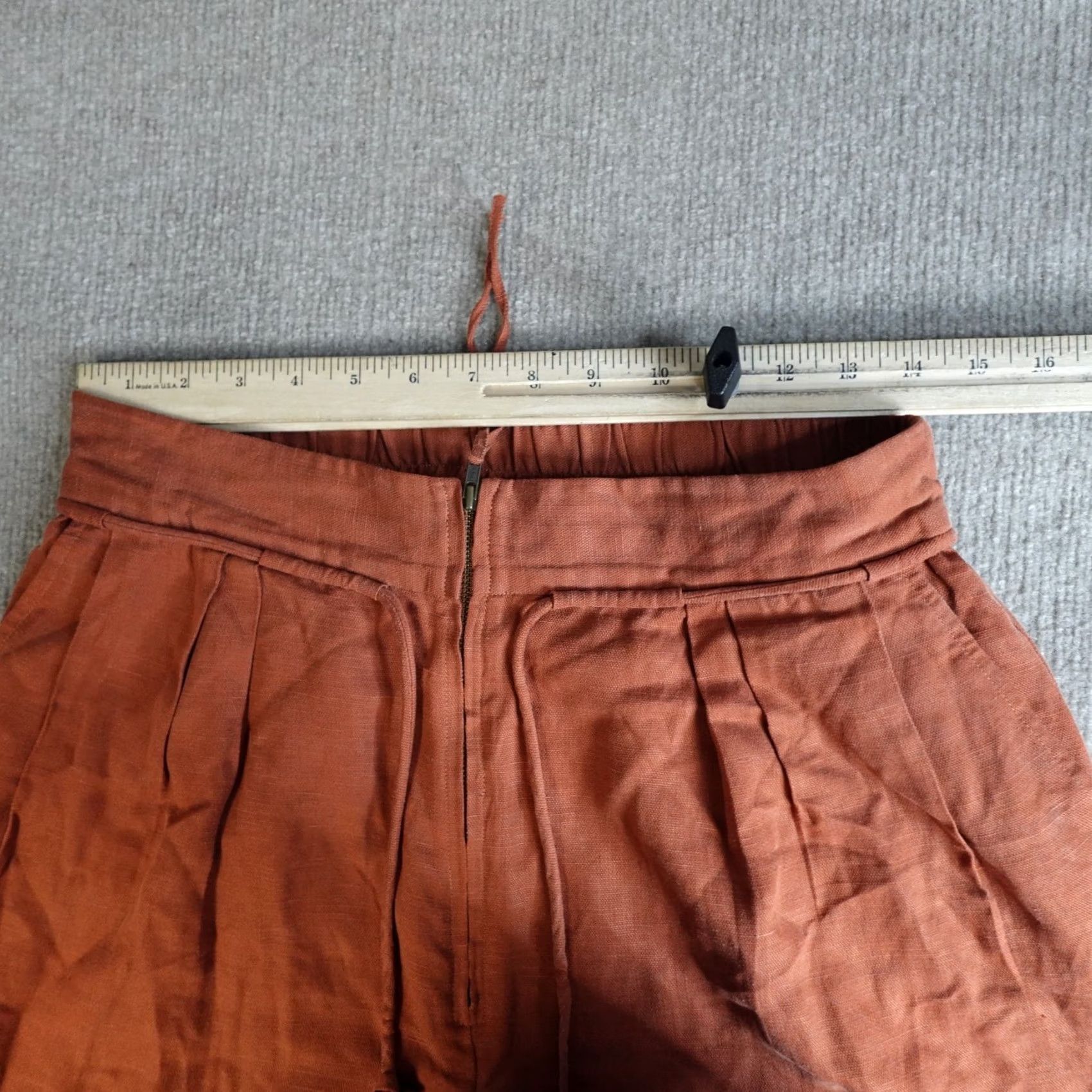 Apiece Apart Apiece Apart Womens Pants 8 Orange Linen Blend Pleated Wide-Leg Cuffed Size 30" / US 8 / IT 44 - 4 Thumbnail