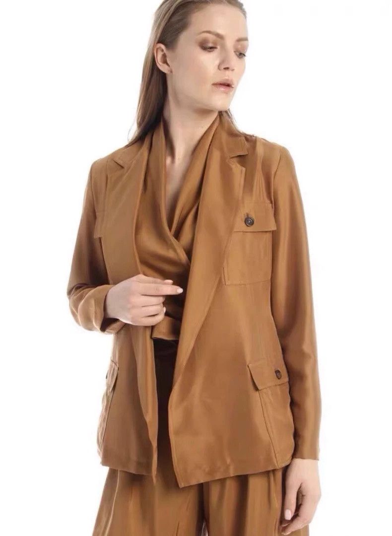 Max Mara Max Mara Brown mulberry silk lapel belt suit jacket Size XS / US 0-2 / IT 36-38 - 8 Thumbnail