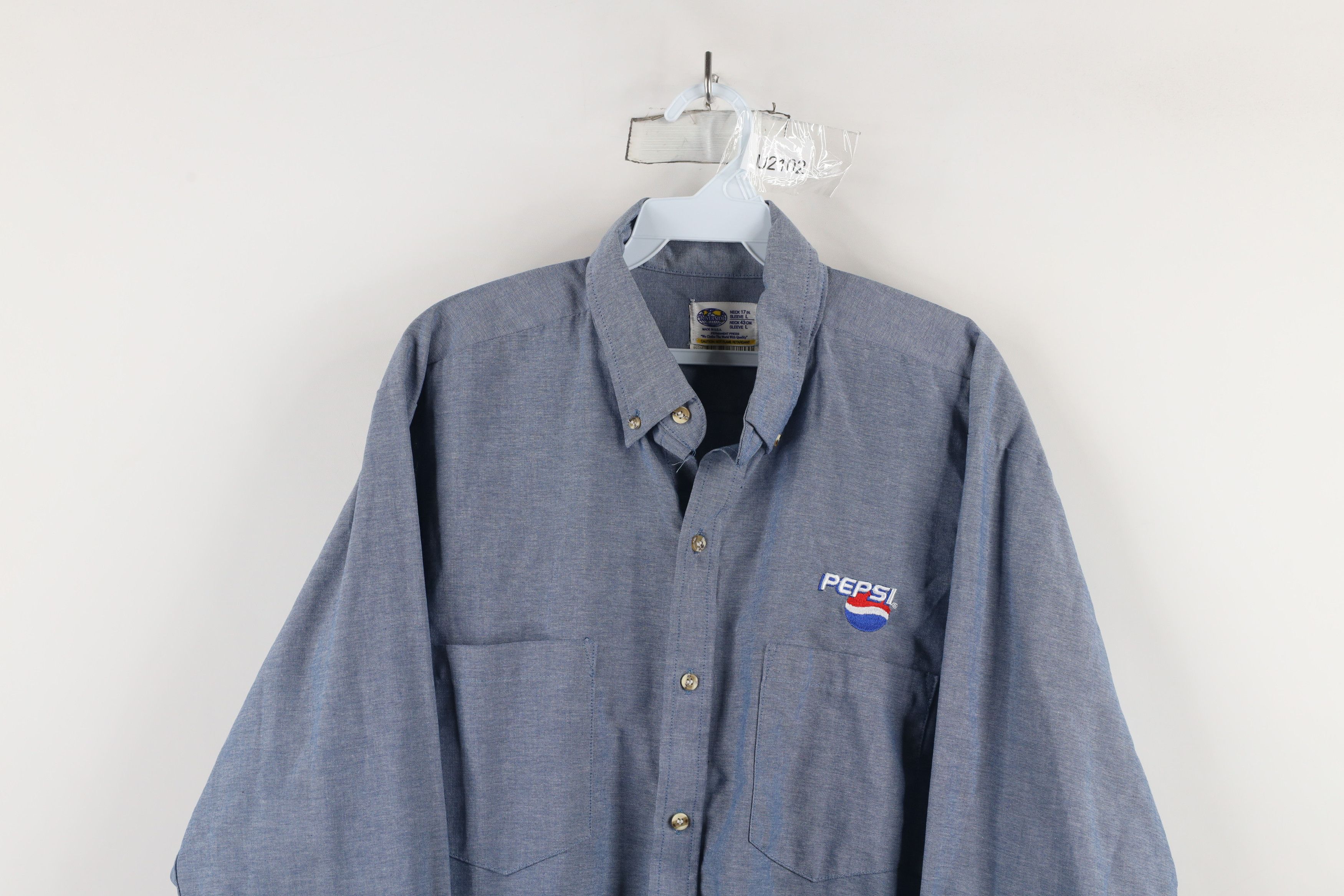 Vintage Vintage 90s Spell Pepsi Co Chambray Button Down Shirt USA Size US L / EU 52-54 / 3 - 2 Thumbnail