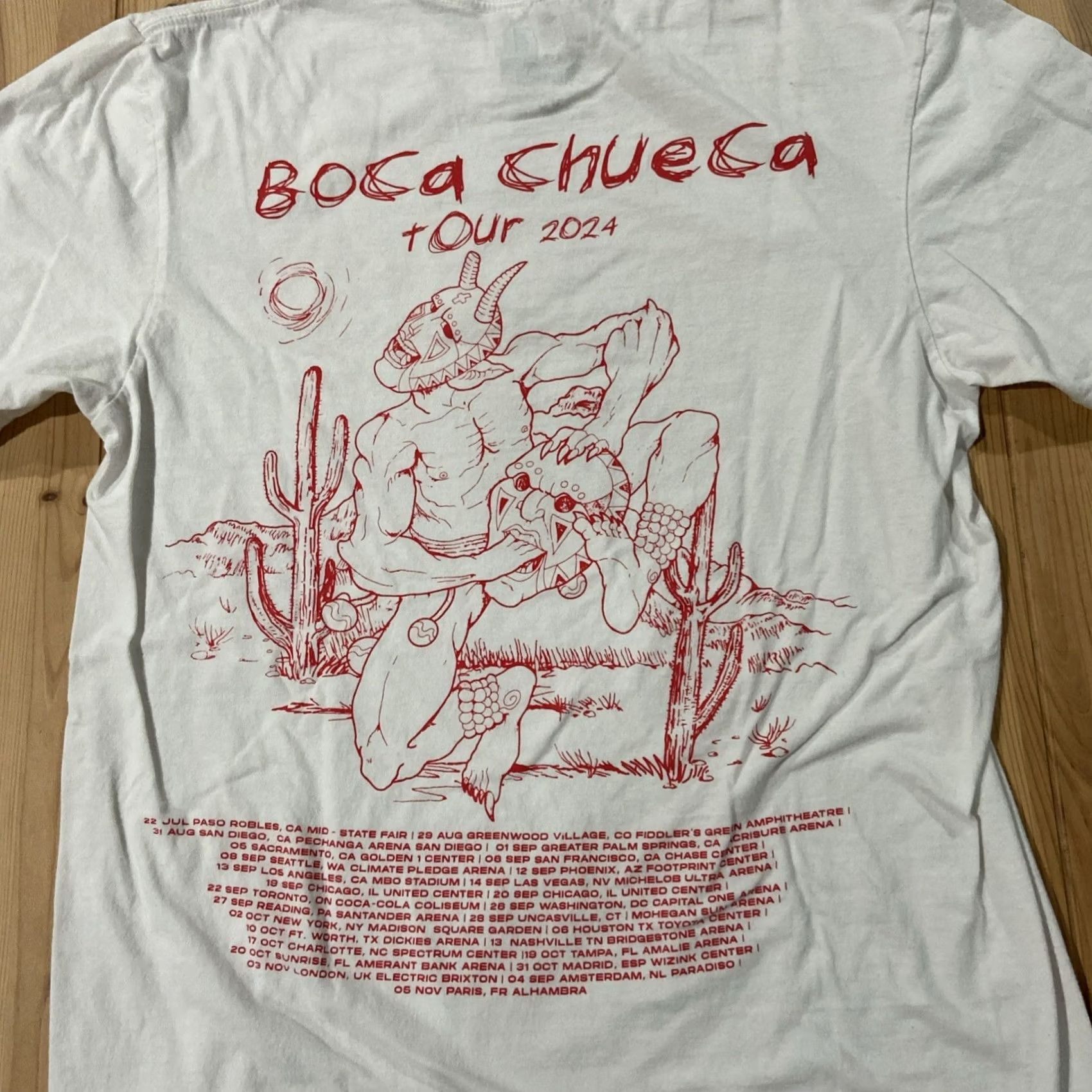Vintage Carin Leon Men's White Boca Chueca Tour 2024 Short Sleeve Graphic T-Shirt Size US M / EU 48-50 / 2 - 7 Thumbnail