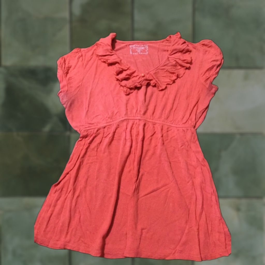 Vintage MOTHERHOOD MATERNITY Orange V-Neck Ruffle Knit Top Blouse Size S Womens Size S / US 4 / IT 40 - 1 Thumbnail