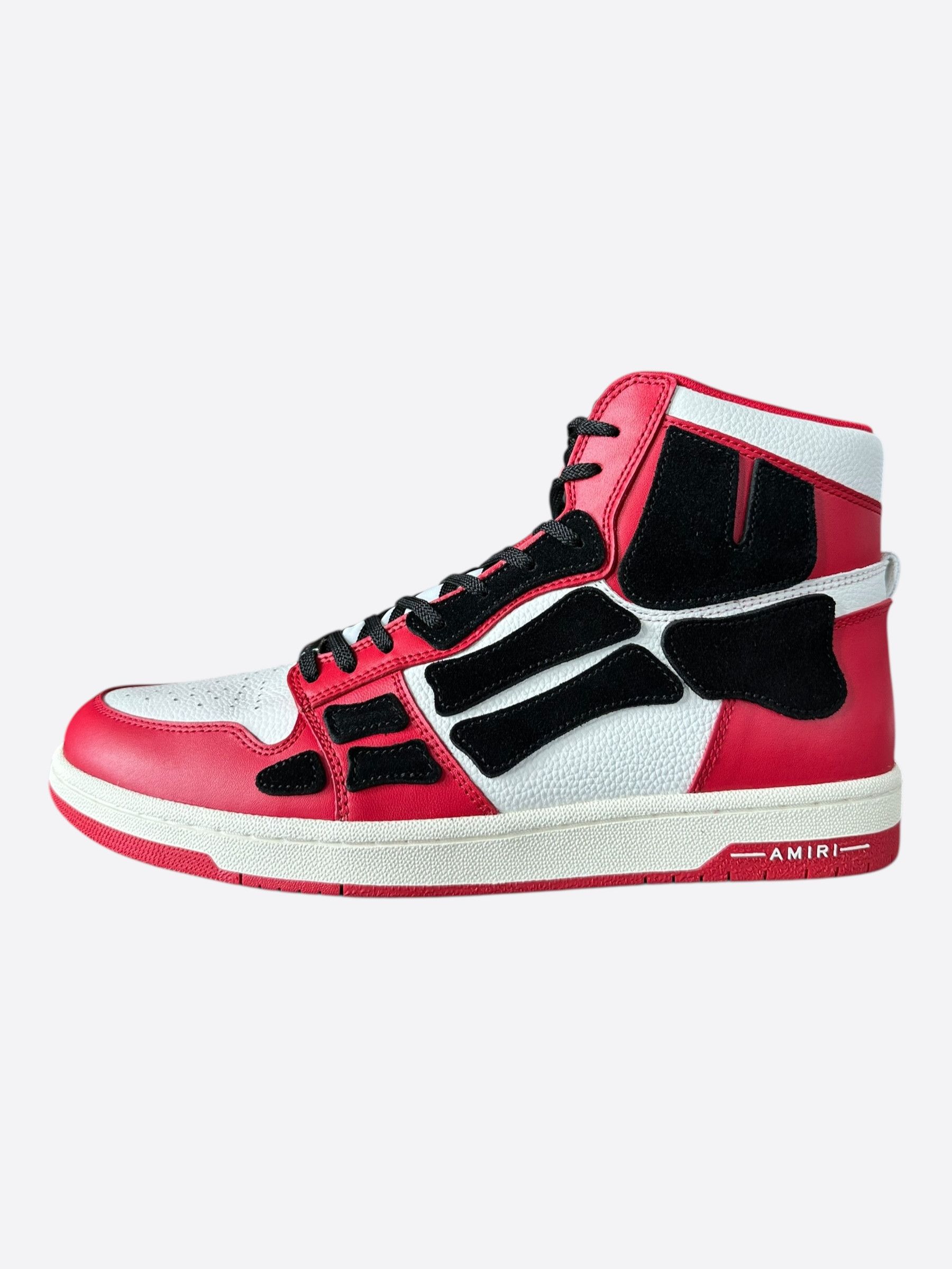 Amiri Amiri Red White & Black Skeleton High Top Sneakers Size US 13 / EU 46 - 3 Thumbnail