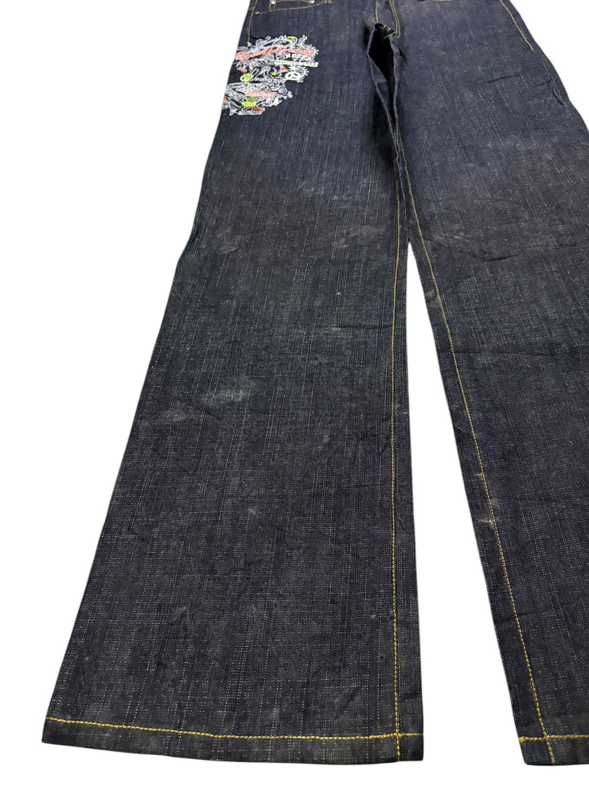 Japanese Brand Vintage Japanese Brand Embroidery Mud Wash Baggy Jeans Size US 33 - 6 Thumbnail