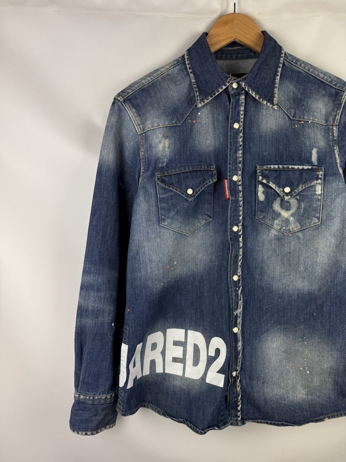 Dsquared2 Dsquared Ladies Big Logo Graphic Print Denim Button Up Shirt Size M / US 6-8 / IT 42-44 - 2 Thumbnail