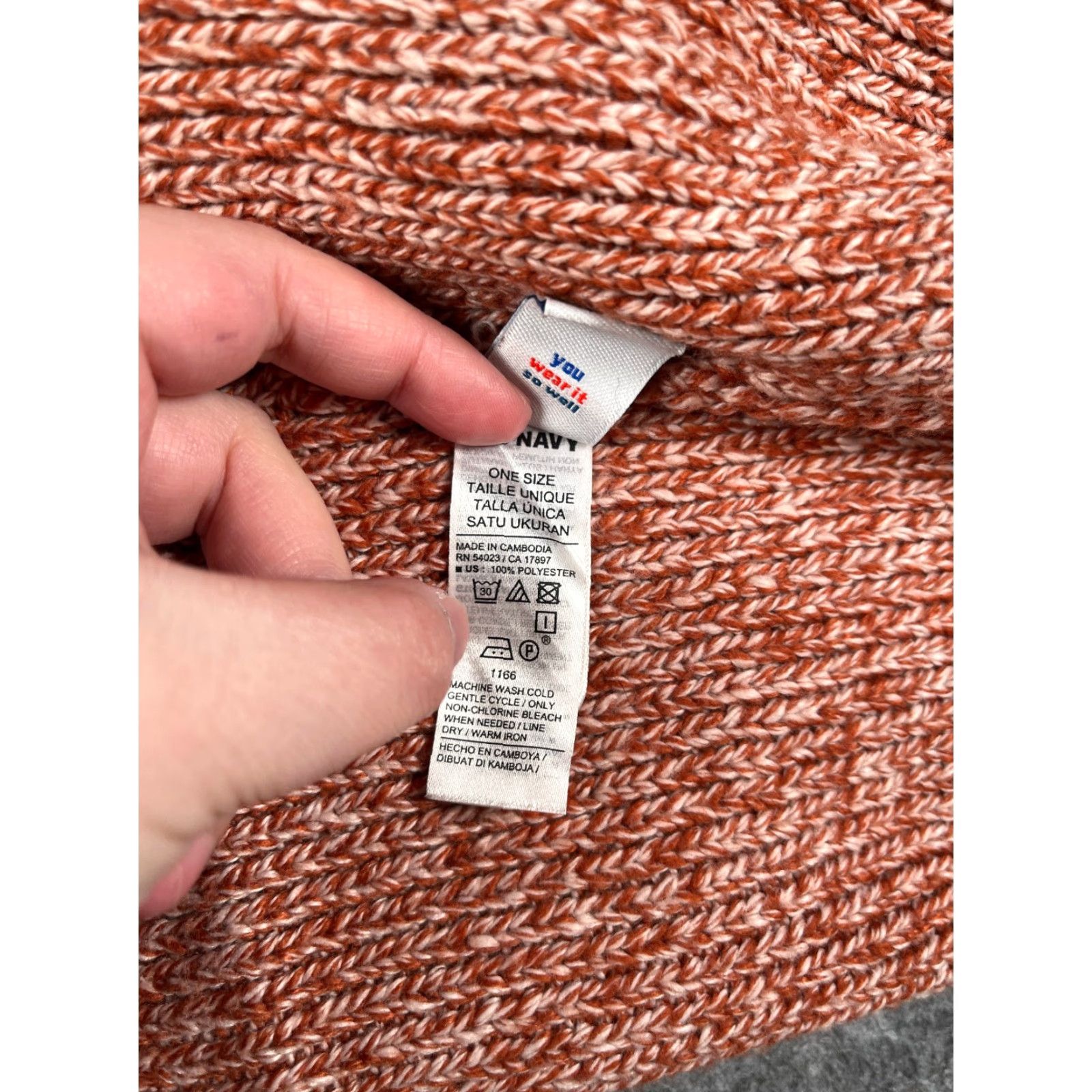 Old Navy Old Navy Beanie Adult One Size Orange White Knit Embroider 100% Polyester Hat Beanie Mens One Size Orange Knit 100% Polyester Old Navy Size ONE SIZE - 7 Thumbnail