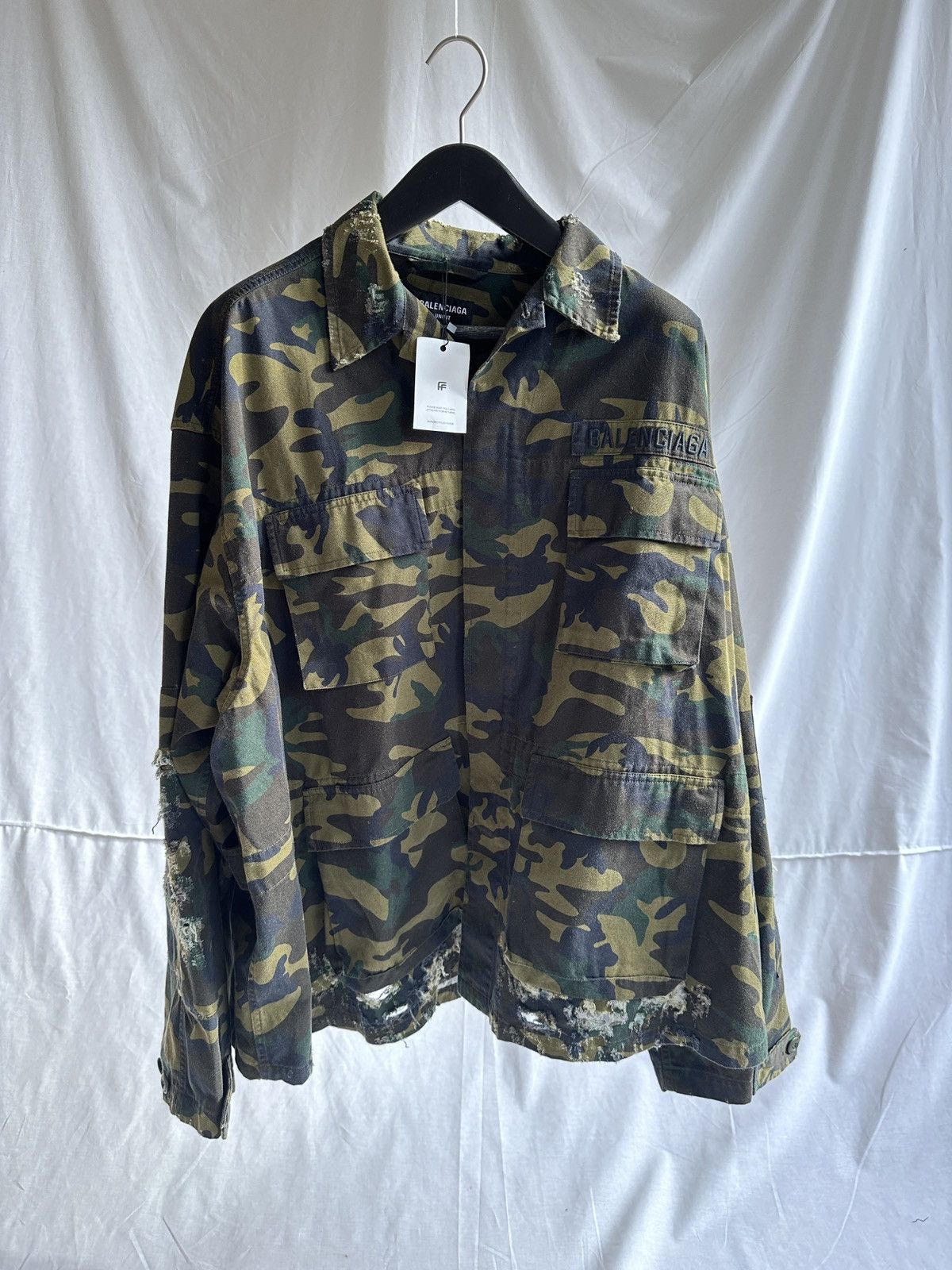 image of Balenciaga Camp Print Army Jacket Size S in Camo, Men's