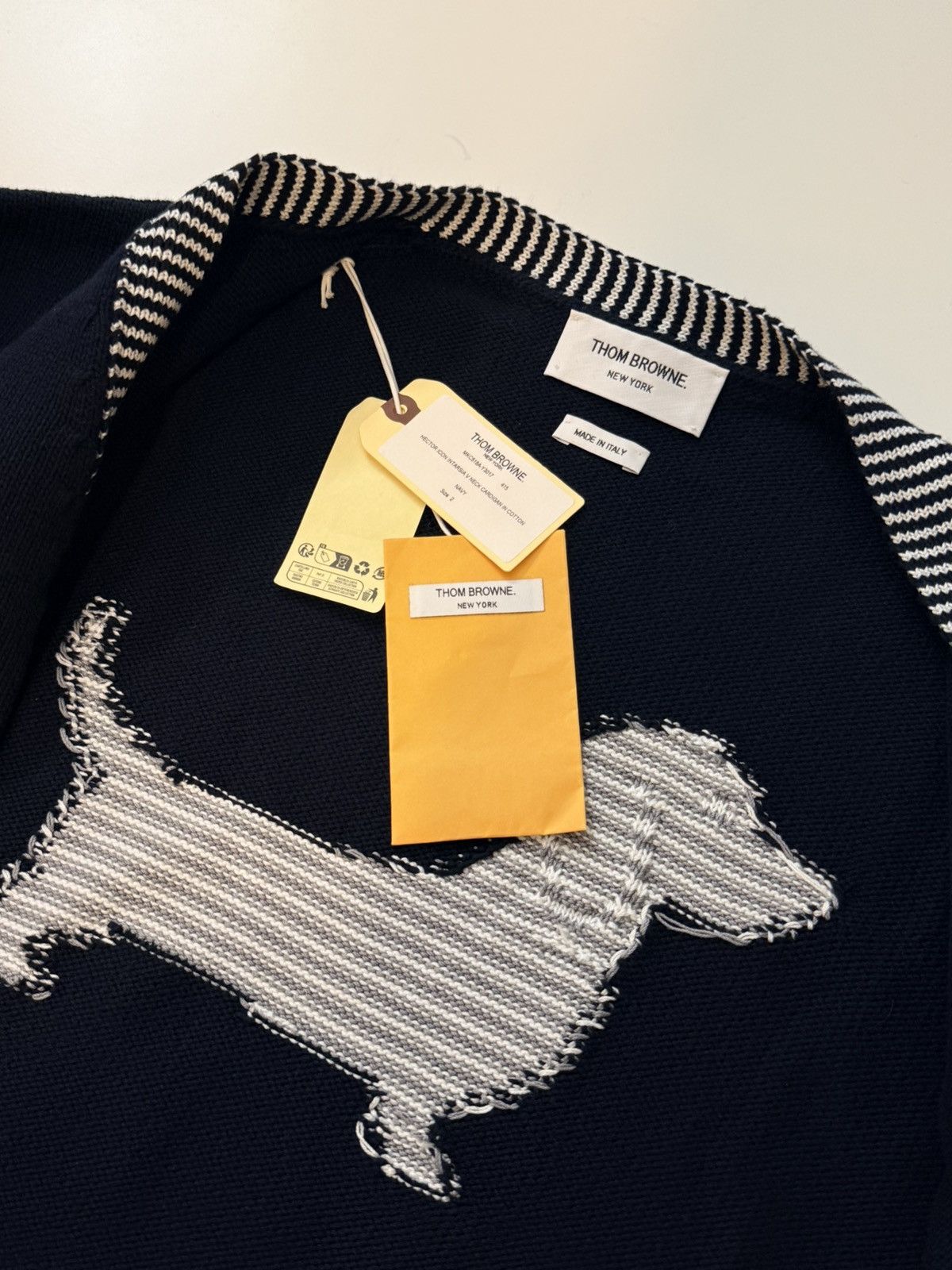 Thom Browne Thom Browne Men’s Hector Intarsia Cotton Cardigan Size US M / EU 48-50 / 2 - 9 Thumbnail